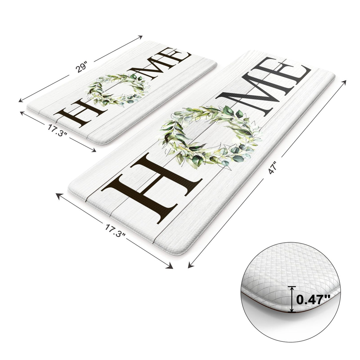 KIMODE Farmhouse Kitchen Mat 2PCS Anti Fatigue Kitchen Rugs Non-Skid Waterproof Kitchen Floor Mat Cushioned Comfort Standing Mat for Office,Laundry,Sink,Home KIMODE