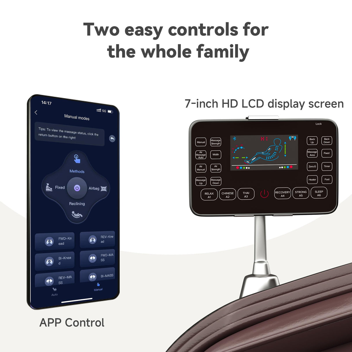 Real Relax Favor-06 Brown and Black Full Body Zero Gravity SL-Track Shiatsu Massage Chair Recliner with Heat, Bluetooth Foot Roller, 3D Massage, Airbag Massage, App & Remote Control Real Relax