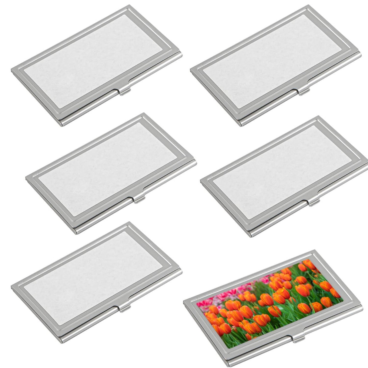 Framendino, 6 Pack Sublimation Blank Business Card Holder Metal Heat Transfer Card Case Pocket for Business Framendino