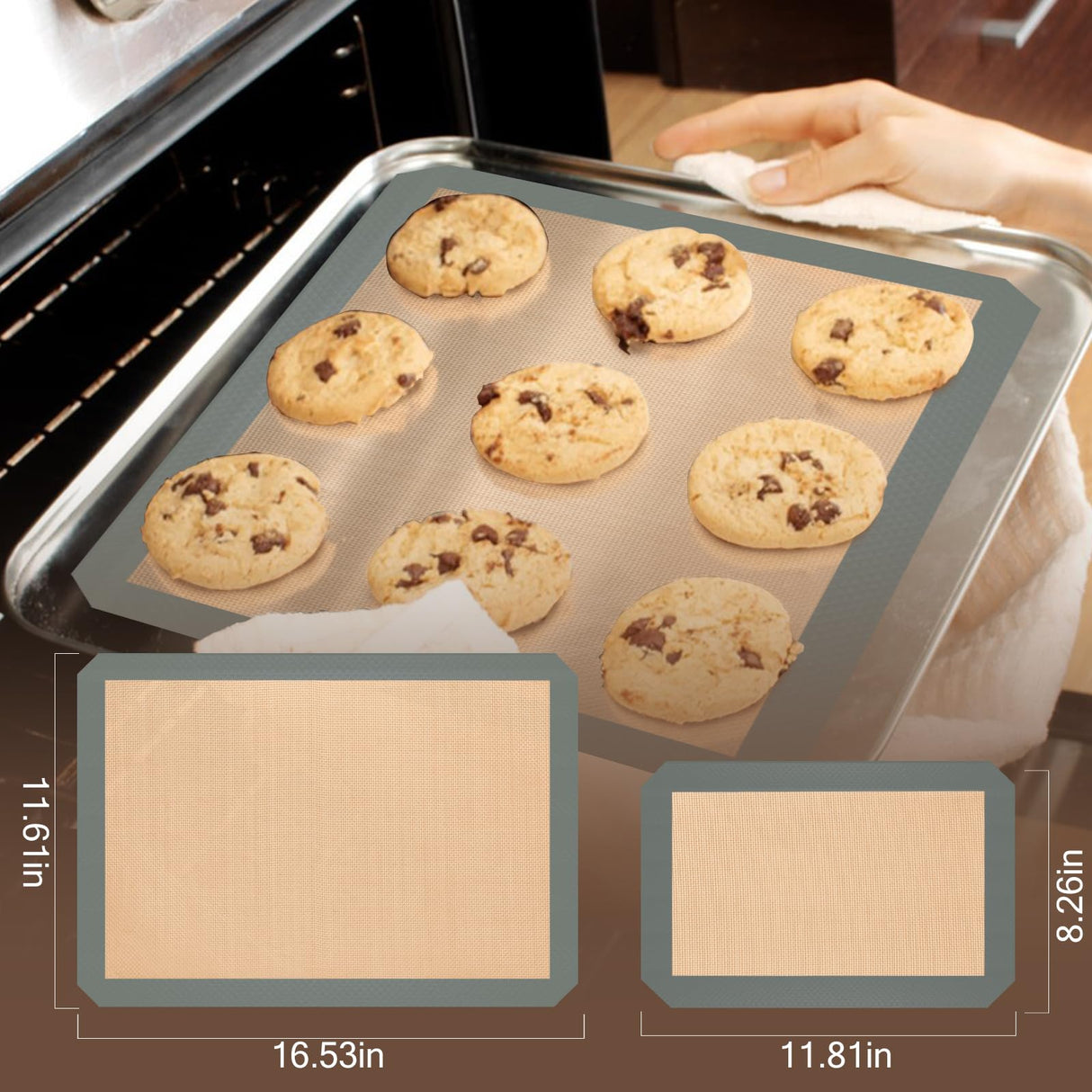 Silicone Baking Mat, 3 Pack Reusable Baking Mat, Non-Stick, Food Safe Silicone Mats for Baking, Oven Baking Sheet for Making Cookies, Macaroons, Bread Koolstuffs