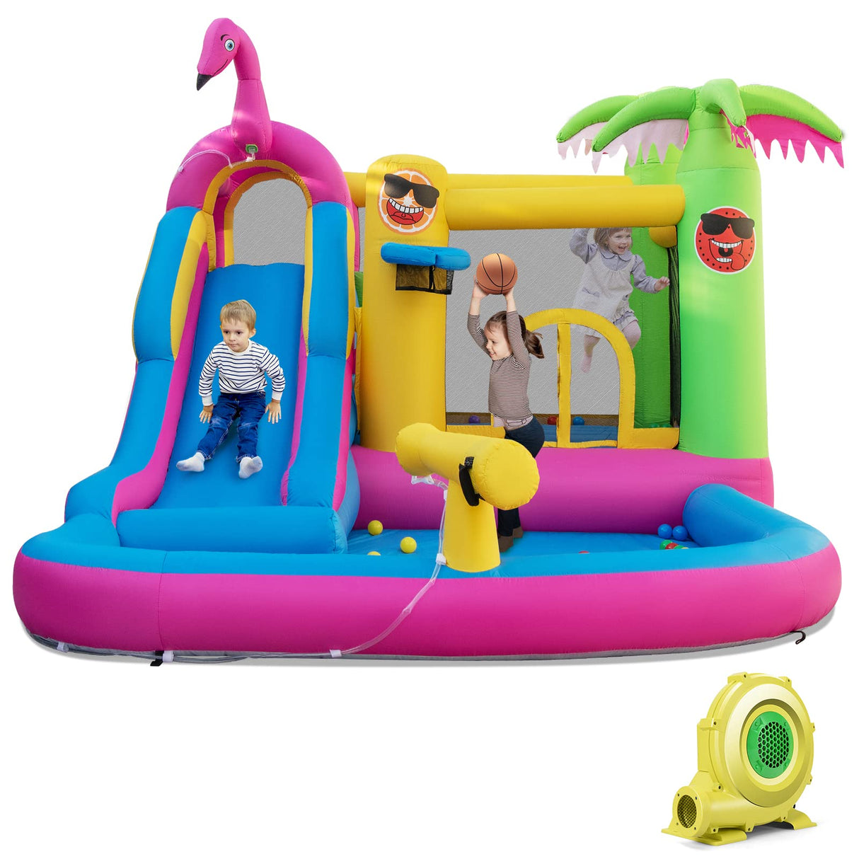 BOUNTECH Inflatable Bounce House with Waterslide & Ball Pit for Outdoor Fun with Ocean Balls, Bouncy Castle Water Slide for Big Kids Backyard Party Birthday Gifts BOUNTECH