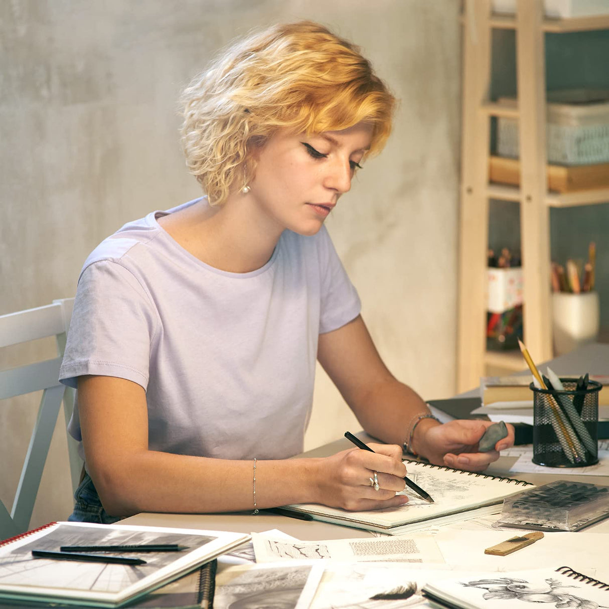 ARTEZA Woodless Graphite Pencils, Set of 12, HB, 2B, 4B, 6B, 8B, and EE ARTEZA