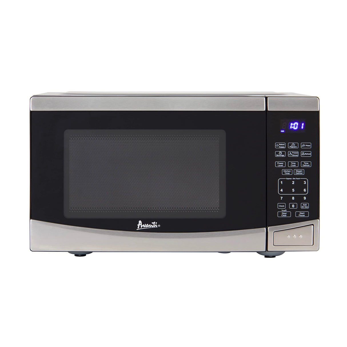 Avanti MT09V3S Microwave Oven 900-Watts Compact with 10 Power Levels and 6 Pre Cooking Settings, Speed Defrost, Electronic Control Panel and Glass Turntable, 0.9 cubic feet, Metallic Avanti