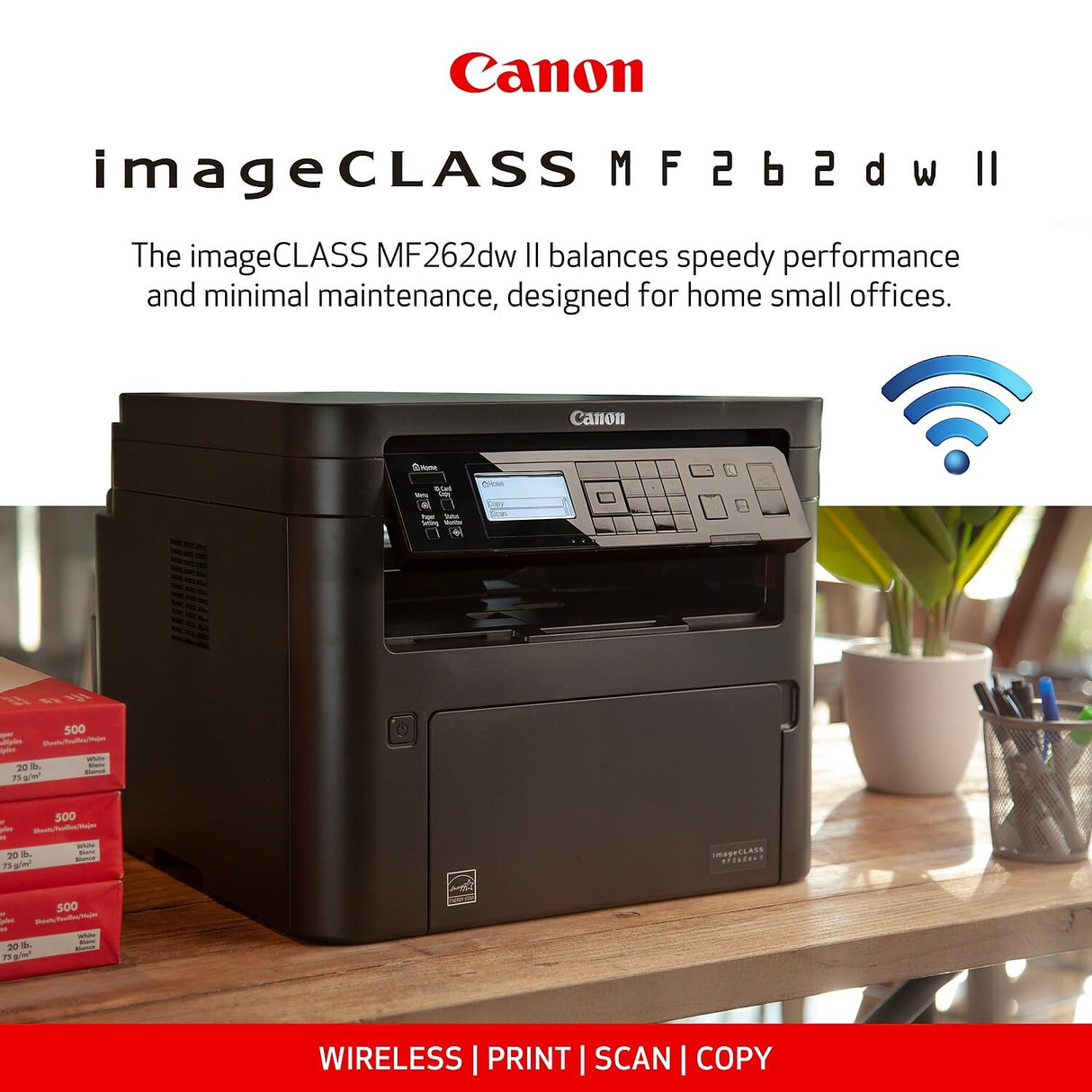Canon imageCLASS MF262dw II - Wireless Monochrome Laser Printer with Print, Copy and Scan, Black Canon