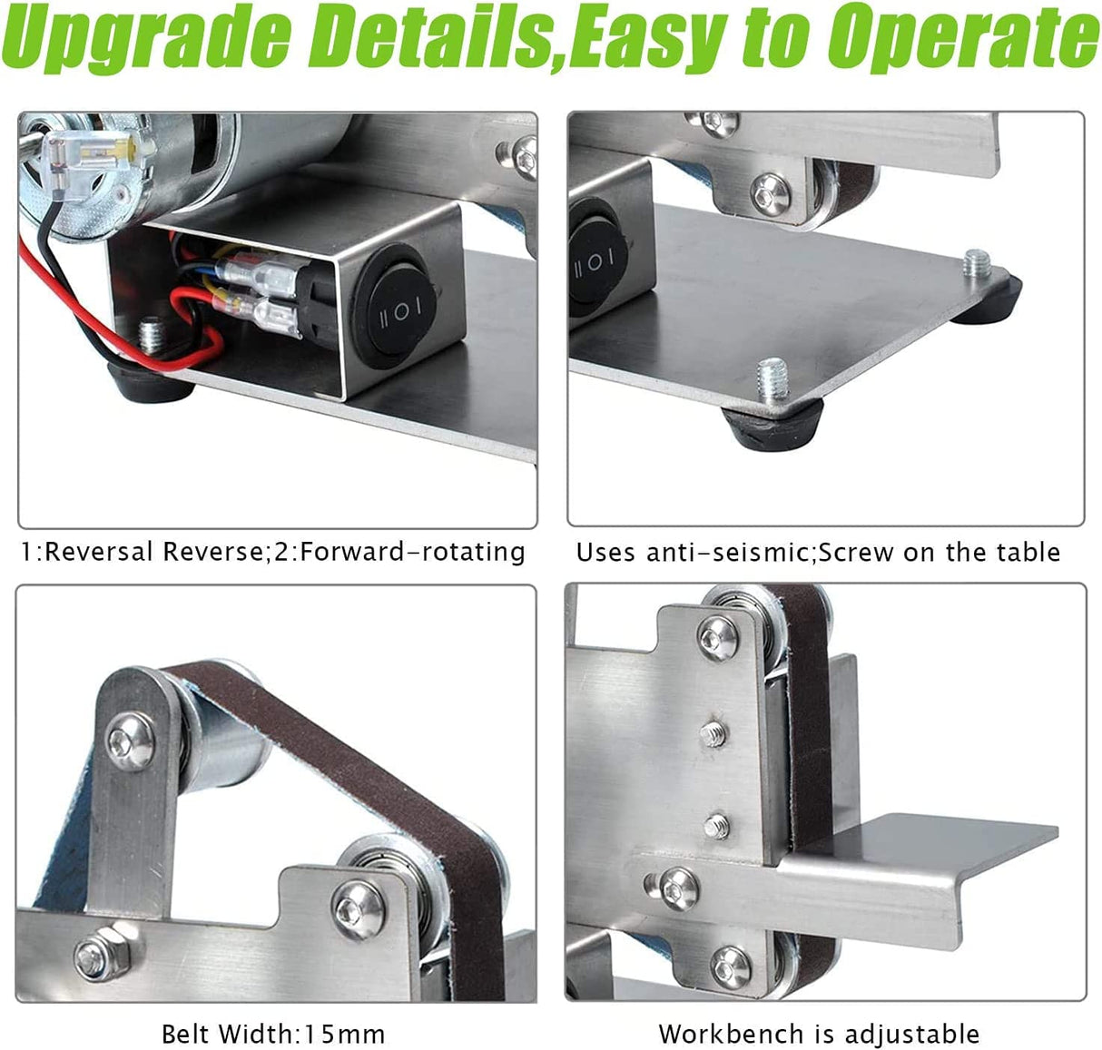 Podoy ππ₯ππ§ππππ Mini Belt Sander Electric DIY 7 Speed Adjustable Control Small Grinder Sharpener Polisher Machine 110V with 10 Belts for Metal Knife Podoy