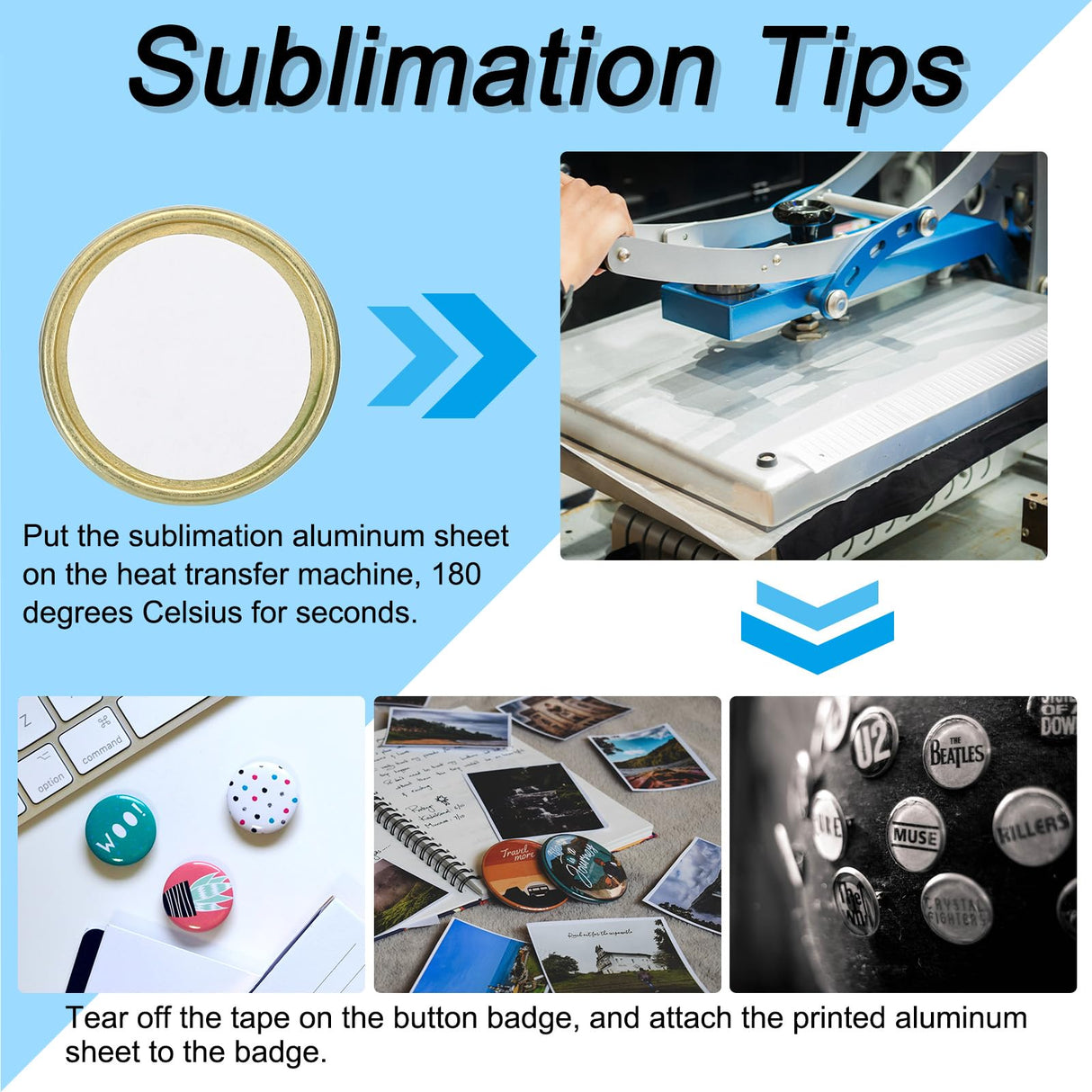 PATIKIL Sublimation Blank Button, 30 Pcs 0.98 Inch Aluminum DIY Sublimation Pins Round for DIY Craft Badge Jewelry Lapel, Golden Tone PATIKIL