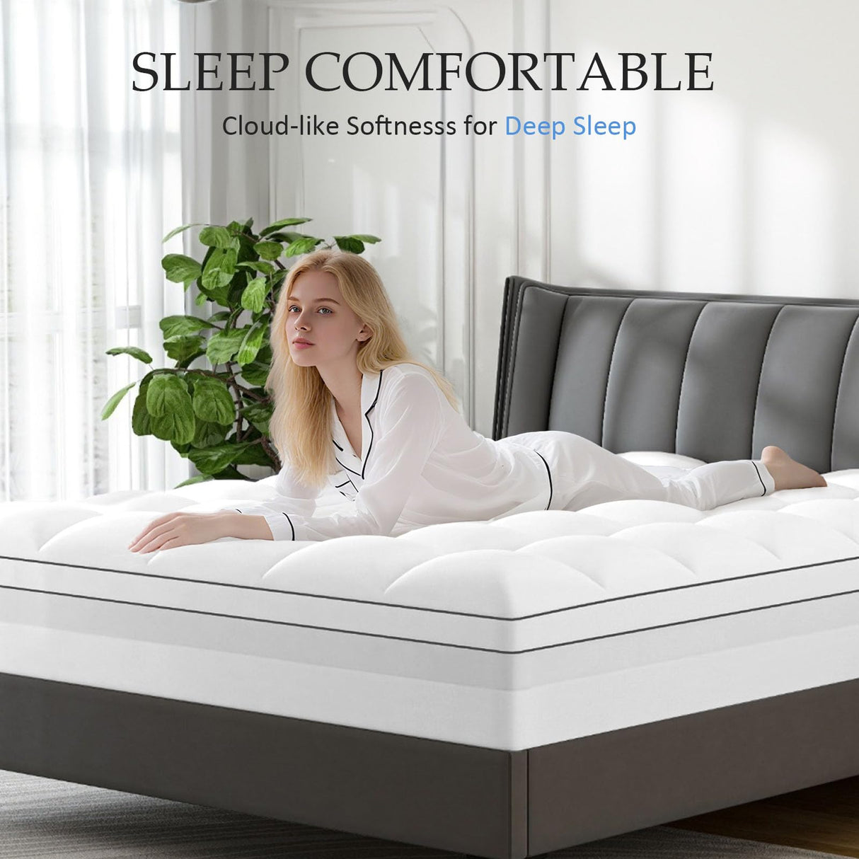 Vomiliku 4 Inch King Mattress Topper Dual Layer,2 Inch Gel Memory Foam Plus 2 Inch Cooling Pillow Top Mattress Pad Cover for Back Pain, with 8-21 Inch Deep Pocket Vomiliku