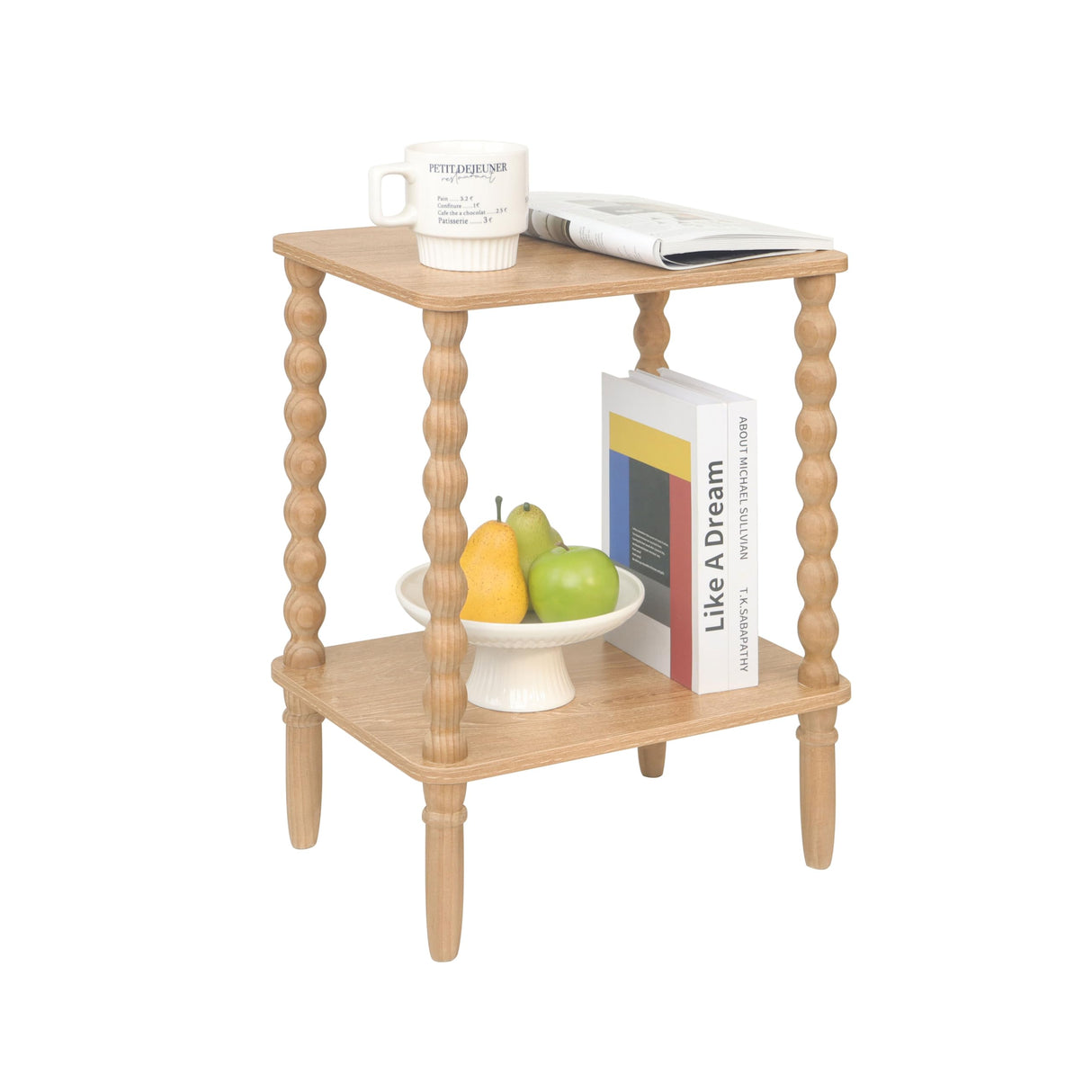 Fultyle Small End Table, Couch Side Table with 2-Tier Storage Shelf, Wood Coffee Table for Bedroom, Living Room, Small Spaces(Rustic Walnut) Fultyle