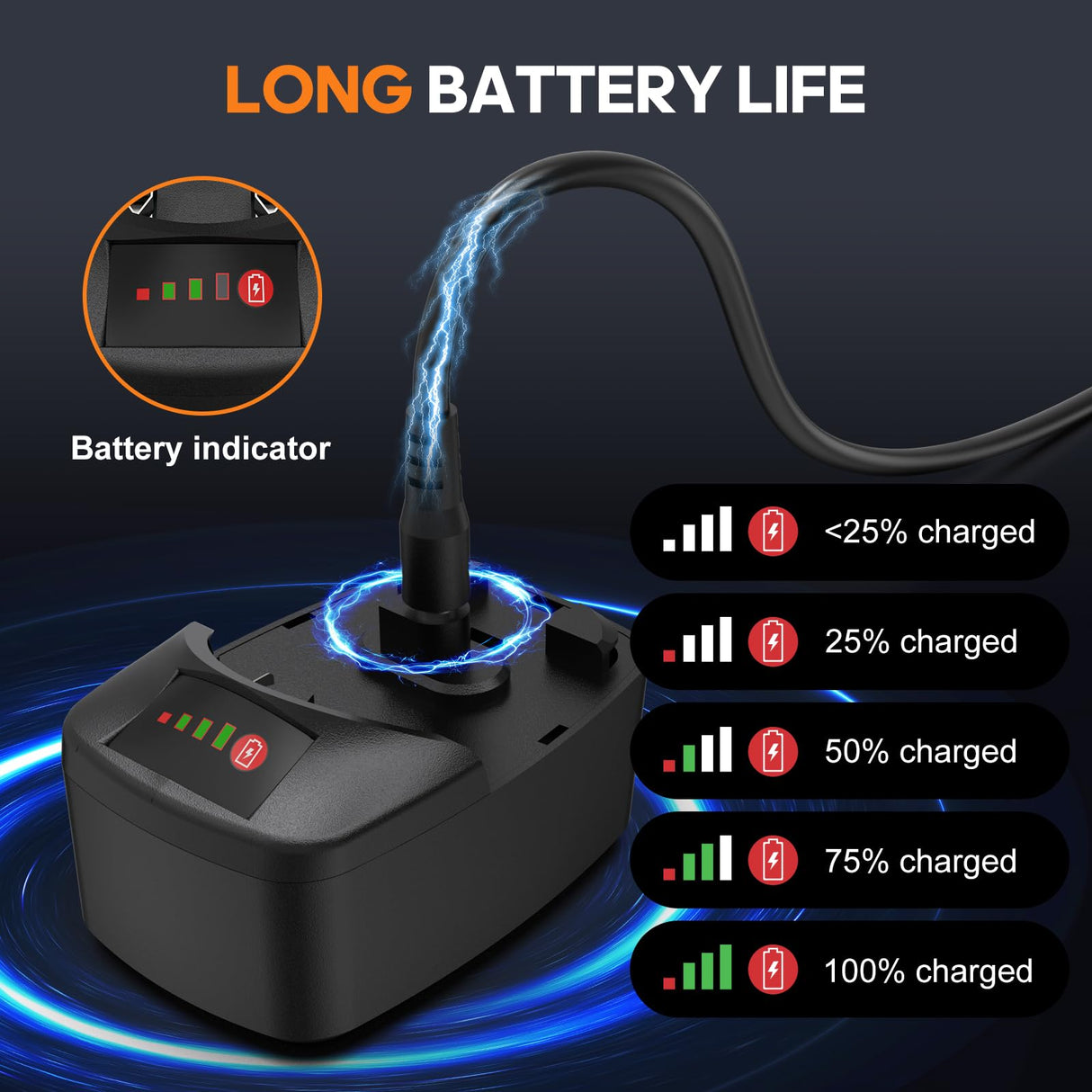 VlOXO Electric Fillet Knife - Cordless with 4 Stainless Steel Blades, Non-Slip Grip, Safety Lock, Includes Storage Case VLOXO