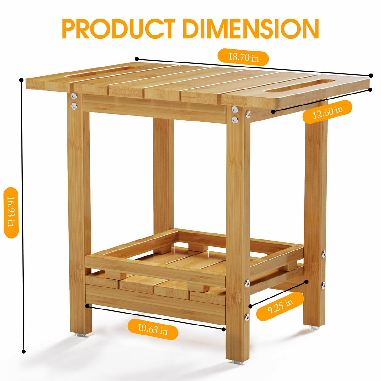 Highpro Bamboo Shower Bench, Shower Benches for Inside Shower with Storage Shelf for Shaving Legs Spa Bathroom, Waterproof Wood Shower Stool Seat Chair for Adults Seniors Women, Non-Slip and Handles Highpro