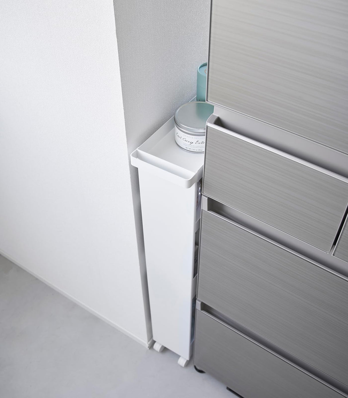 Yamazaki Home Tower Slim 4-Tier Rolling Storage Cart – Mobile Organizer for Kitchen Or Bathroom, 31.7" - Steel - YAMAZAKI