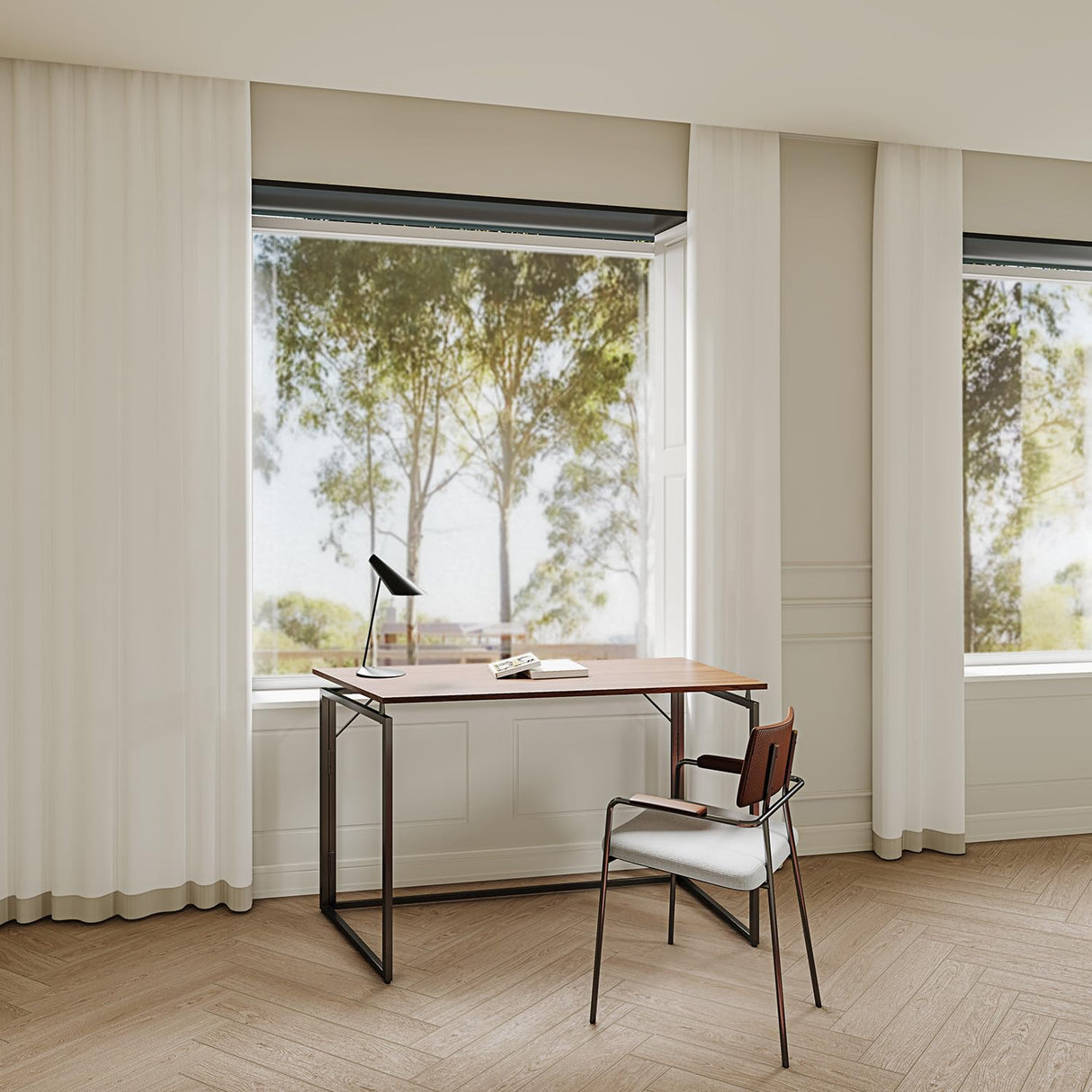 alawooder Folding Desk 40 Inch - Small Foldable Desk for Small Space Minimalist, Space Saving Collapsible Compact Desk Portable Table for Craft, Writing, Study and Work (No Assembly Required) alawooder