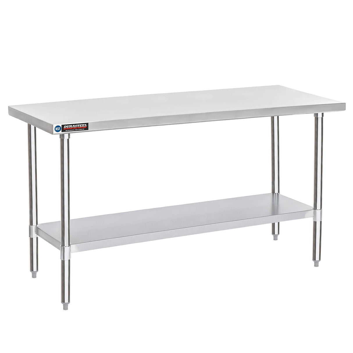 Food Prep Stainless Steel Table - DuraSteel 24 x 72 Inch Commercial Metal Workbench with Adjustable Under Shelf - NSF Certified - For Restaurant, Warehouse, Home, Kitchen, Garage DuraSteel