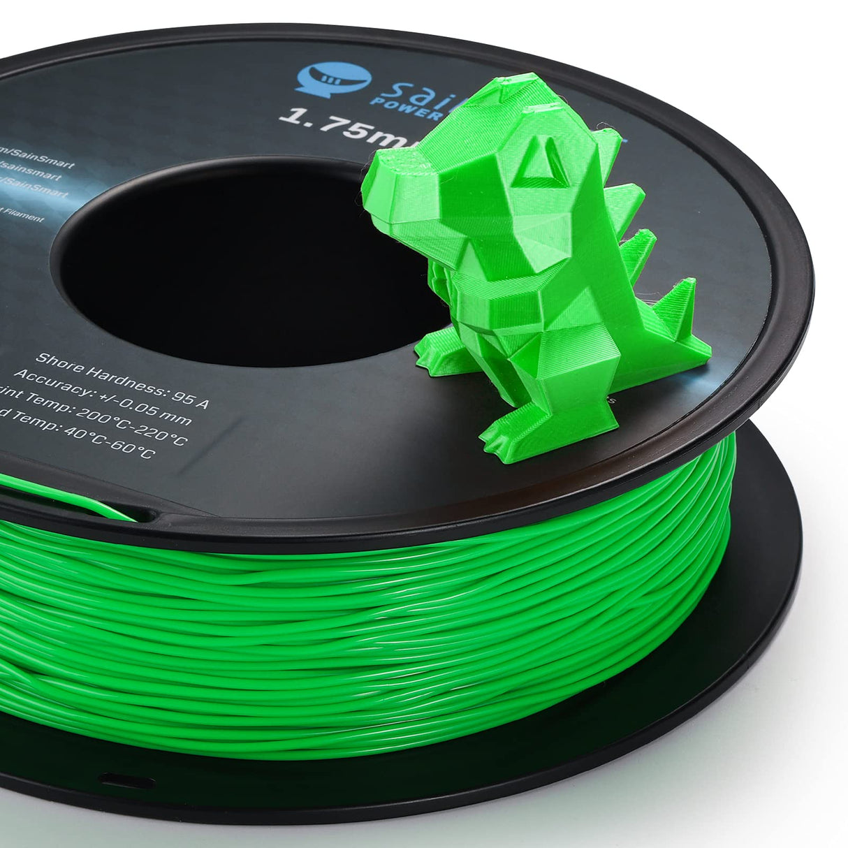 SainSmart Neon Color TPU, 1.75mm Flexible TPU 3D Printer Filament 800g, Dimensional Accuracy +/- 0.05 mm, Neon Green SainSmart