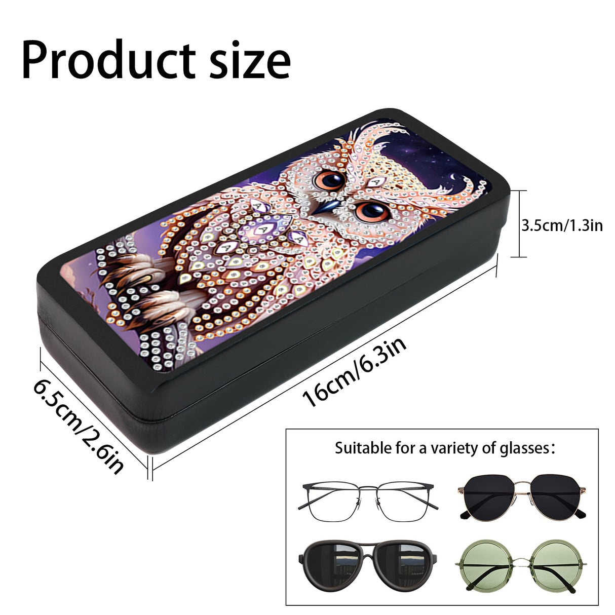 LazyFold Diamond Art Painting Eye Glasses Storage Box, DIY owl Diamond Art Painting Sunglass Case for Adults, Handmade Diamond Art Glasses Case Art Craft Travel Gift LazyFold