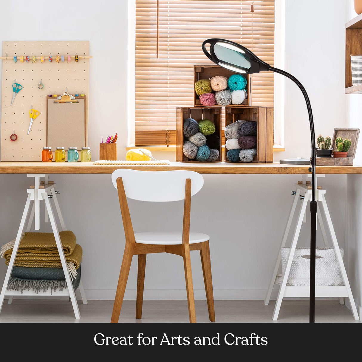 Brightech LightView Pro Magnifying Floor Lamp - Hands Free Magnifier with Bright LED Light for Reading - Work light With Flexible Gooseneck - Standing Mag Lamp Brightech