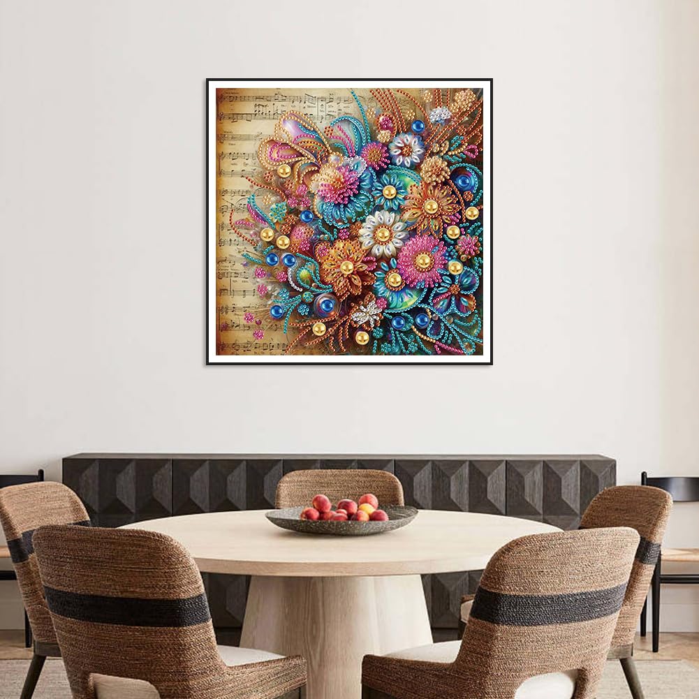 Stalente Diamond Painting Kits for Adults, 5D Special Shape Diamond Art Kits for Beginners, Crystal Rhinestones Diamond Painting for Home Wall Decoration Gift 12×12inch, Flower Stalente