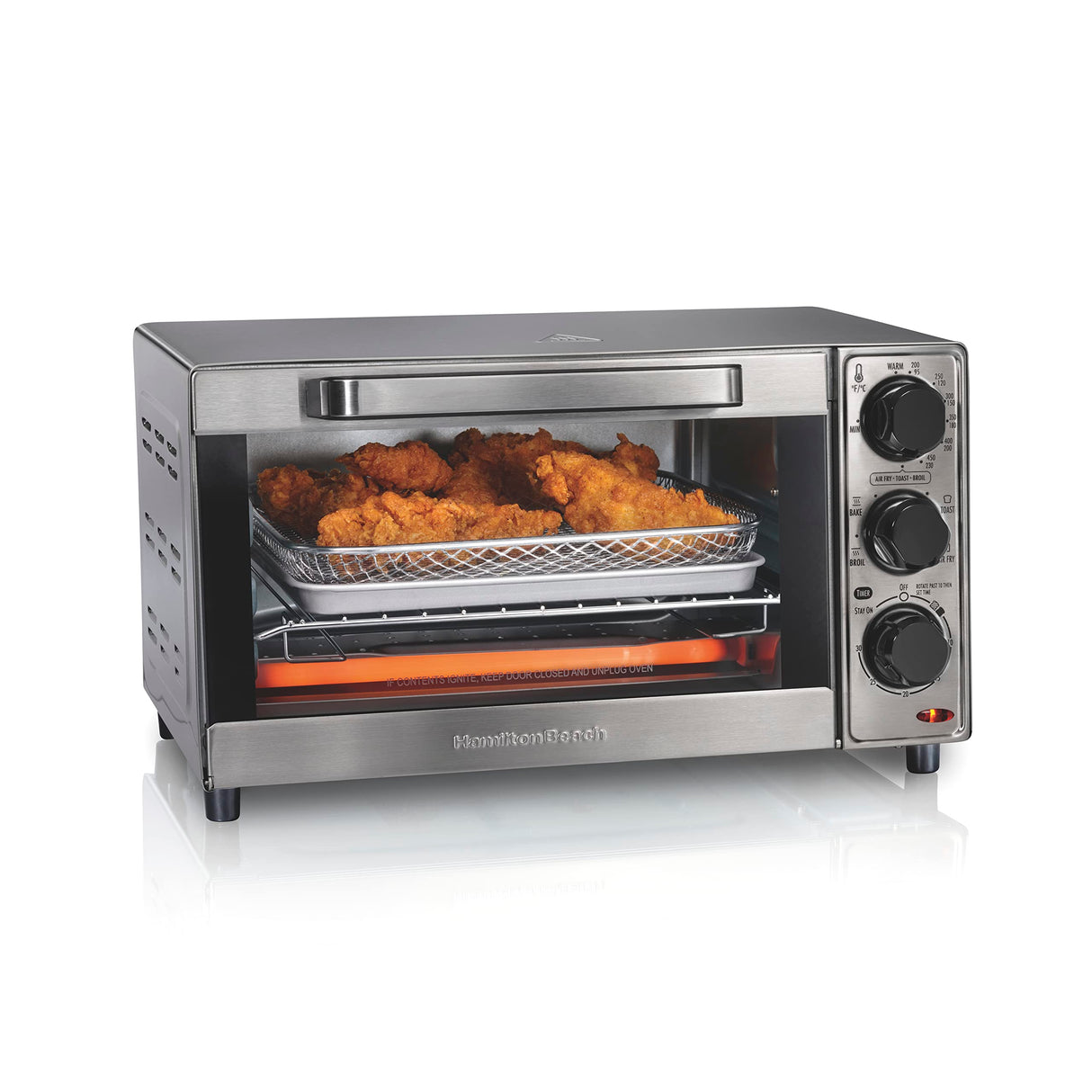 Hamilton Beach Sure-Crisp Toaster Oven Air Fryer Combo, Fits 9” Pizza, 4 Slice Capacity, Powerful Circulation, Auto Shutoff, Stainless Steel (31403) Hamilton Beach