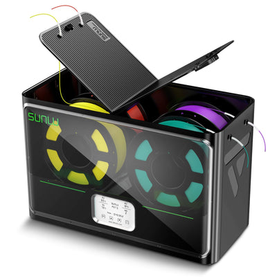 SUNLU Official 3D Printer Filament Dryer S4, 4 Spools Capacity, 3 Circulation Fans, 350W PTC Heater, 70℃ Max Temperature, Power Saving Storage Mode, Nylon TPU PLA PETG ABS Filament Dryer Box, Black