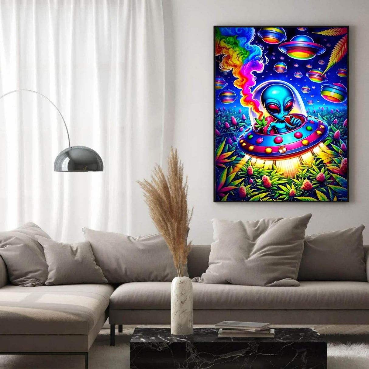 puonidwo Trippy Alien Spaceship 5D Diamond Painting Kit, Round Full Drill DIY Diamond Art for Adults, Beginners, Home Decor, 12x16 Inch puonidwo
