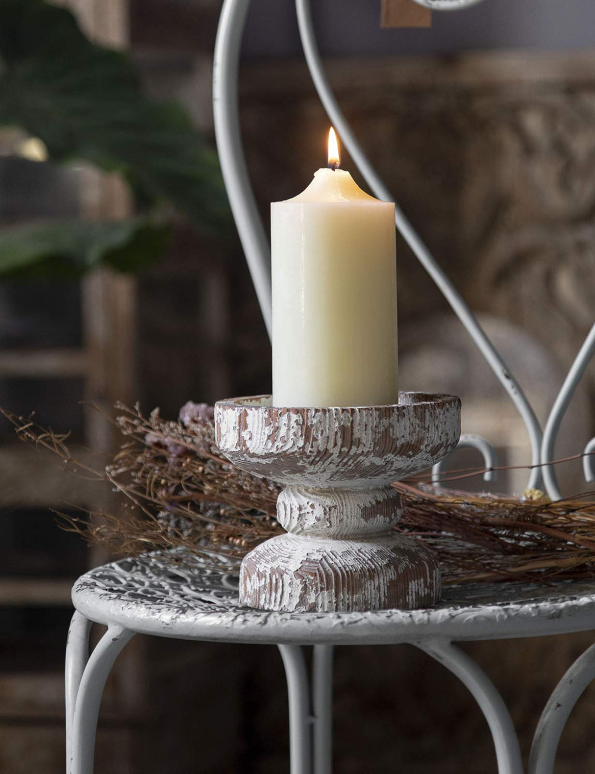 Hand Crafted Wooden Candle Holders Pillar, Candle Holders for Candlesticks, Farmhouse Shabby Chic Candle Holders for Home Living Room, Candle Centerpieces for Tables (5.7" x 5.7" x 4.7") SOFE