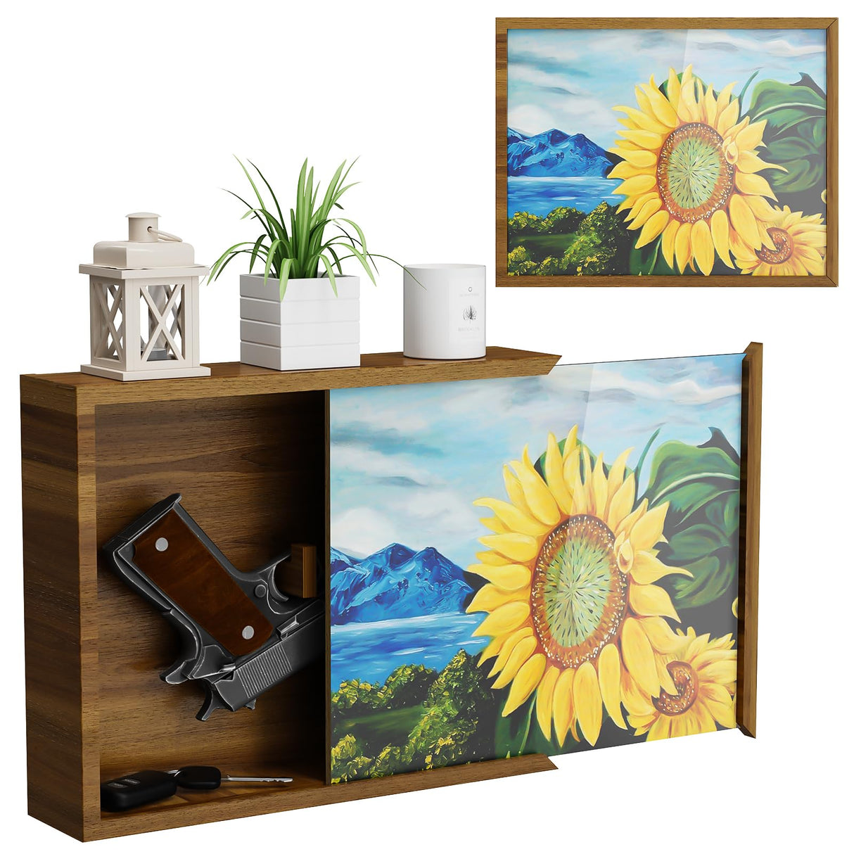 JBBTOOL Hidden Storage Box, Concealment Furniture Wall Safe Wooden Concealment Shelf for Wall with Picture Frame for Valuables or Secret Decor JBBTOOL