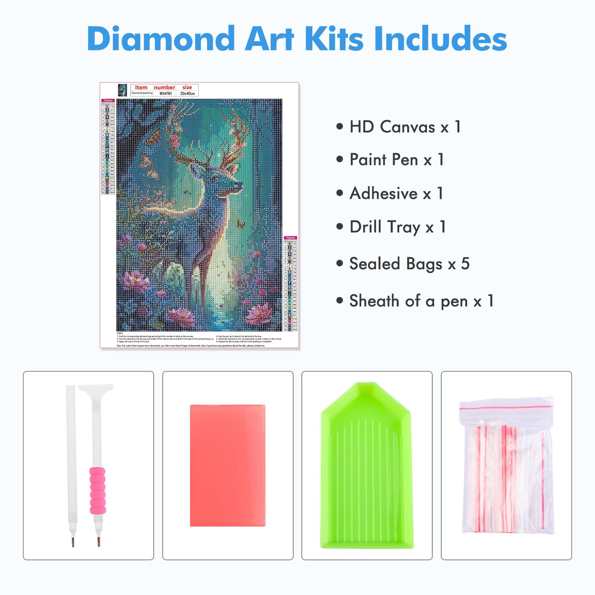 MOGTAA Flowers Deer Diamond Art Painting Kits for Adults, 5D Landscape Diamond Painting Kits for Beginners, DIY Round Diamond Dots Kits Butterfly Gem Craft for Home Decor 12x16 Inch MOGTAA