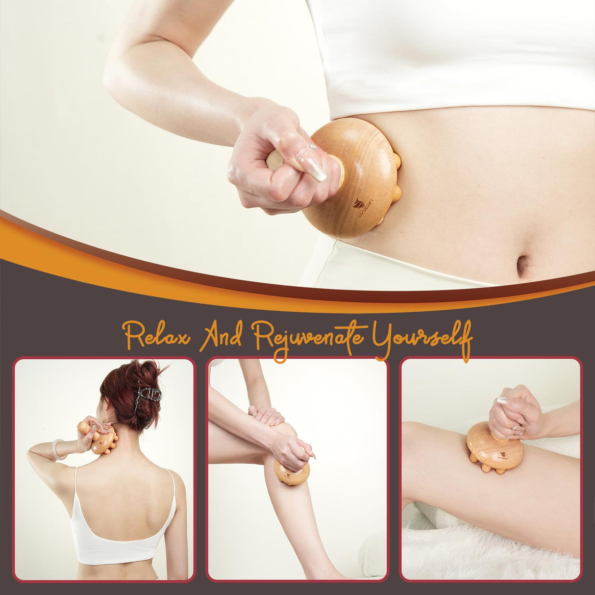 PYSEAN Wooden Mushroom Massager, Wooden Body Contouring Therapeutic Tool, Anti Cellulite, Lymphatic Drainage, Muscle Relaxation and Pain Relief for Neck and Back Massager PYSEAN