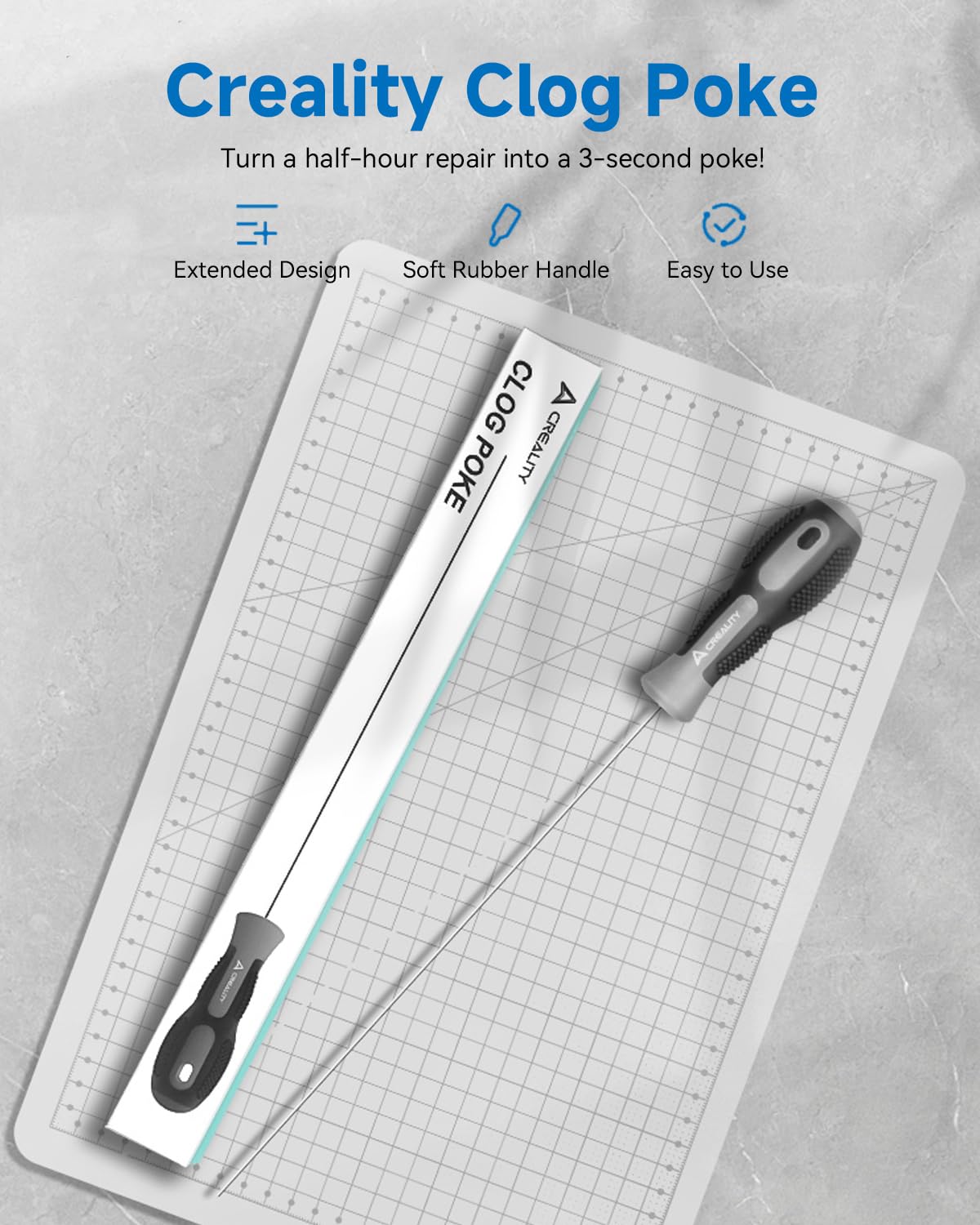 Creality Official Clog Poke, 0.4mm Needles Cleaner Perfect for Any 1.75mm 3D Printer Nozzle Cleaning Kit Stainless Steel with Soft Rubber Handle Creality