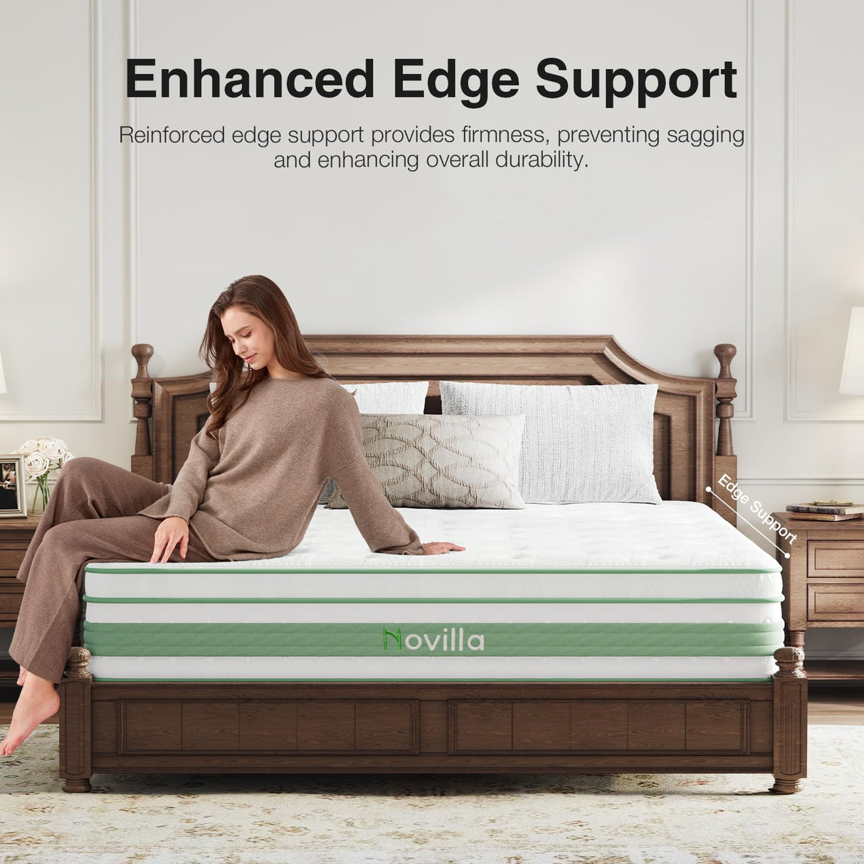Novilla Queen Mattress 14 inch, Queen Size Hybrid Mattress in a Box with Motion Isolation,Gel Memory Foam with Pocket Springs for Support & Pressure Relief, Medium Firm Pillow Top Mattresses Novilla