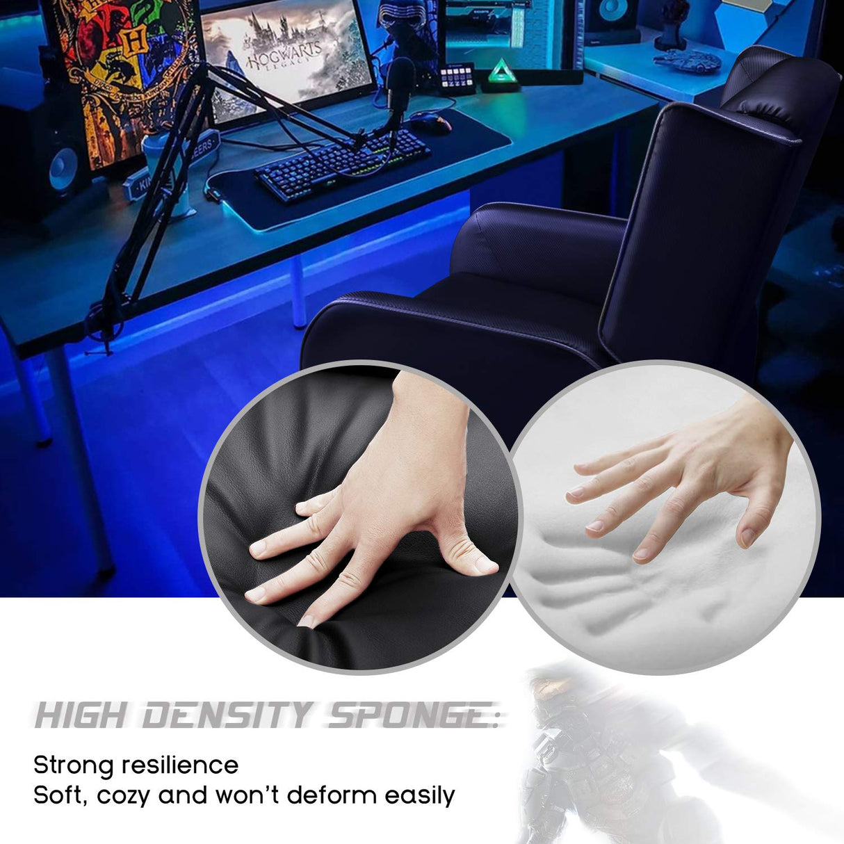 LEMBERI Gaming Recliner Chair for Adults, PU Leather Home Theater Seating Video Game Chairs for Living Room Ergonomic Racing Style Single Movie Gamer Lounge Sofa Grey LEMBERI