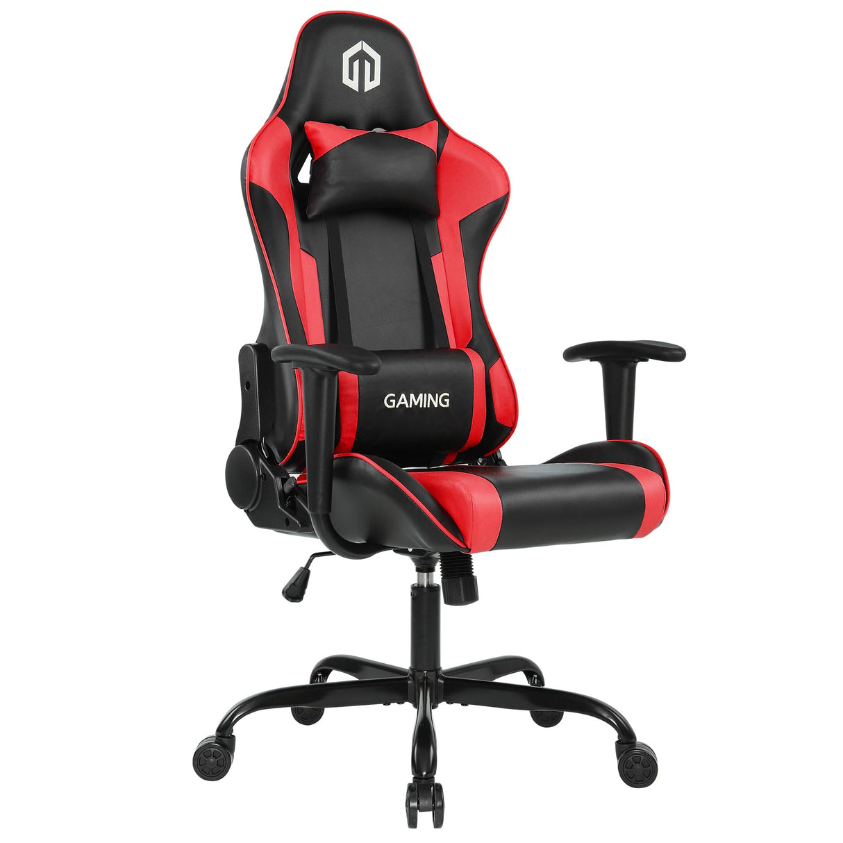 GOTMINSI Computer Gaming Chair with Headrest and Lumbar Cushion, Ergonomic Gaming Chair Office Chair 290lbs for Adults, Video Game Chairs Racing Chair High Back Leather Adjustable, (BK/Red) GOTMINSI