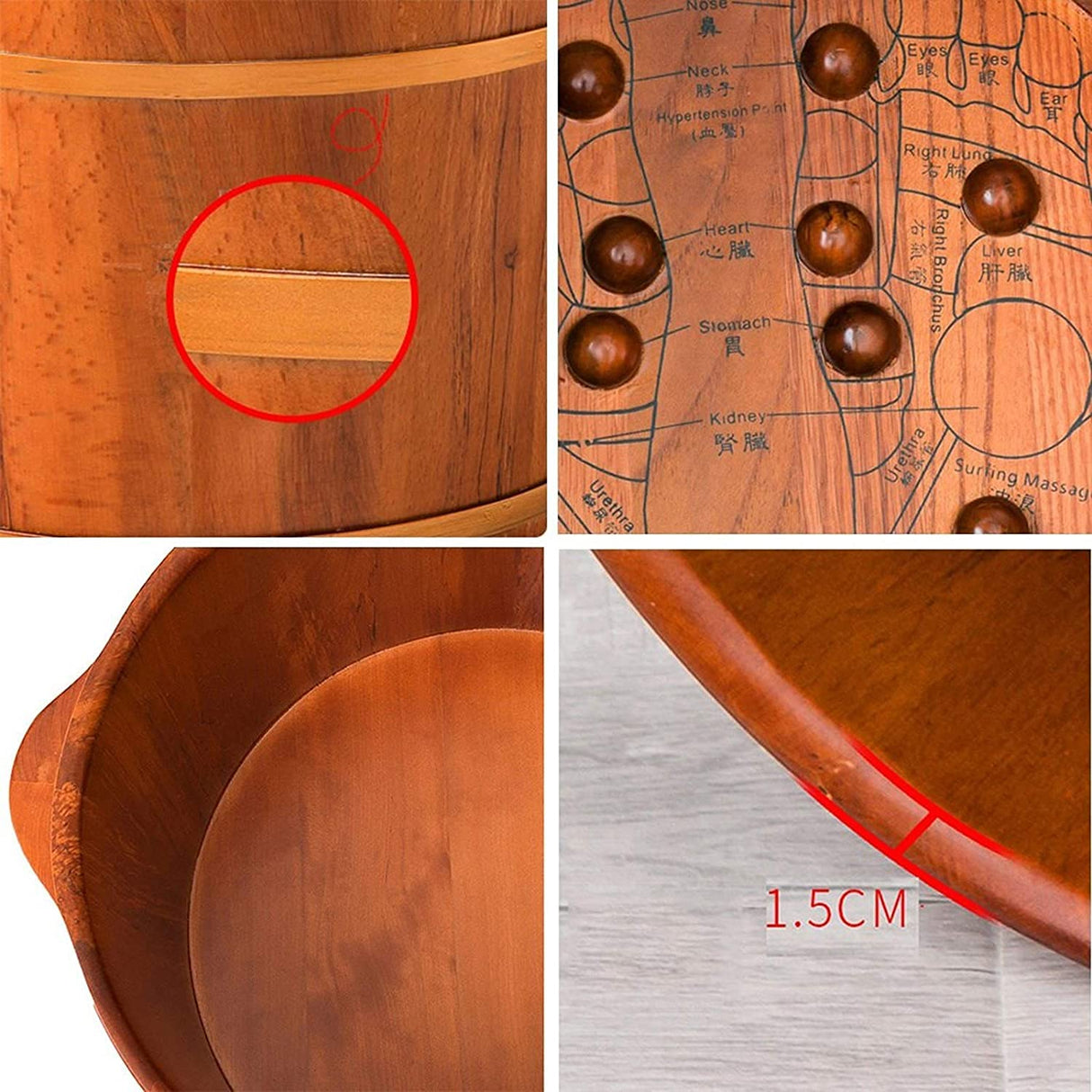 Foot Tub Wooden Foot Basin Wooden Foot Basin,Solid Cedar Wood Foot Basin Tub Bucket for Foot Bath,Pedicure Bowl Spa Massage Wooden Foot Tub,with Lid NUBAOzy