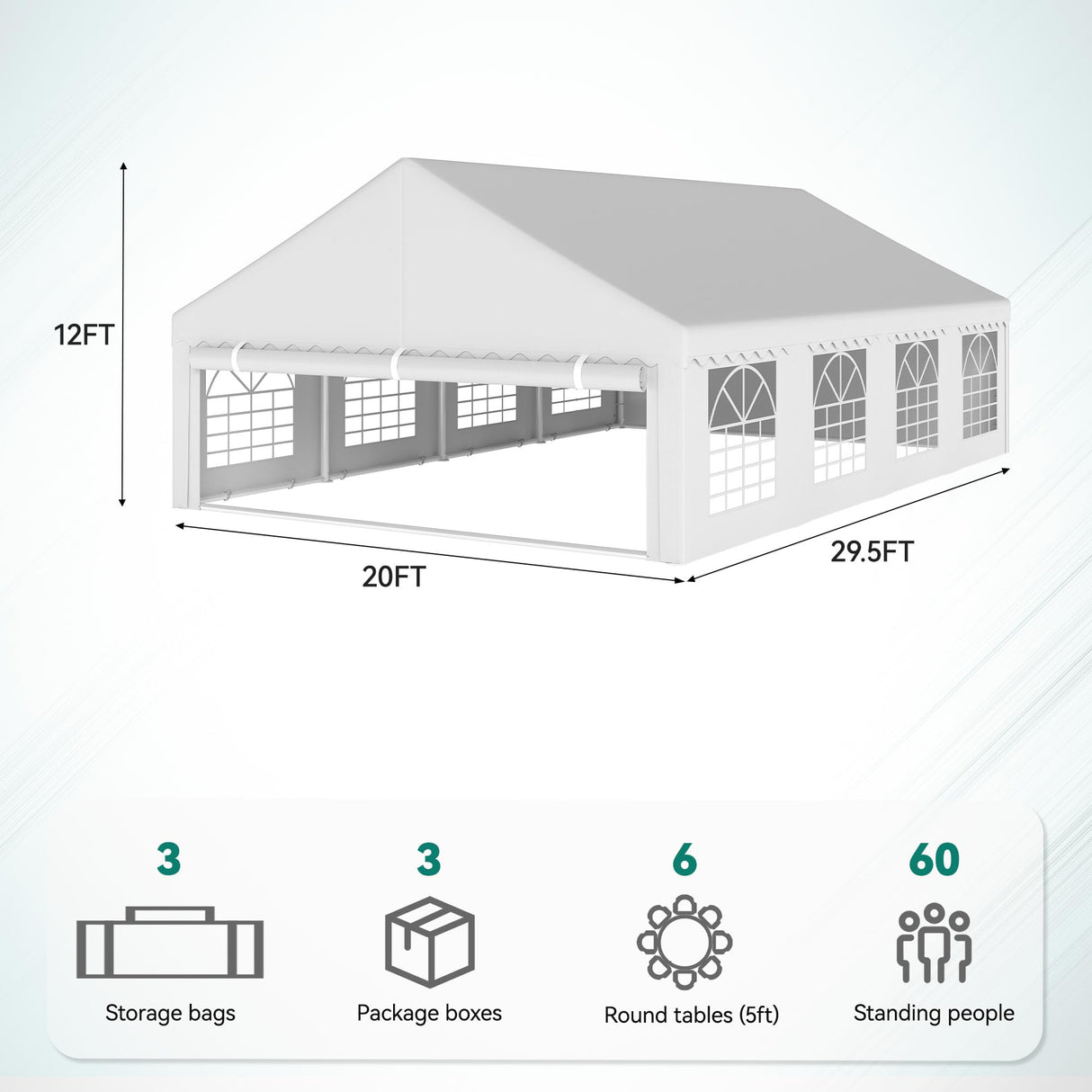 YITAHOME 20x30FT Heavy Duty Party Tent PVC White Tent Wedding Event Shelters Ripple Design Upgraded Galvanized Canopy with Large Roof Removable Sidewalls & 3 Storage Bags 600D Oxford Commercial YITAHOME