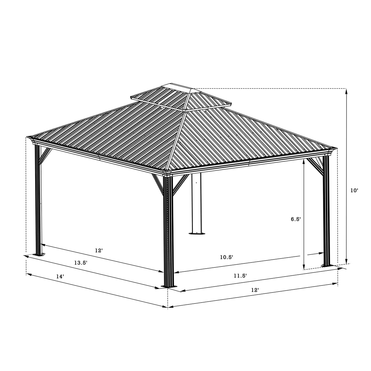 Kozyard Alexander Hardtop Aluminum Permanent Gazebo with a Mosquito Net and Privacy Sidewalls (Alexander 12'x14' (Brown) Kozyard