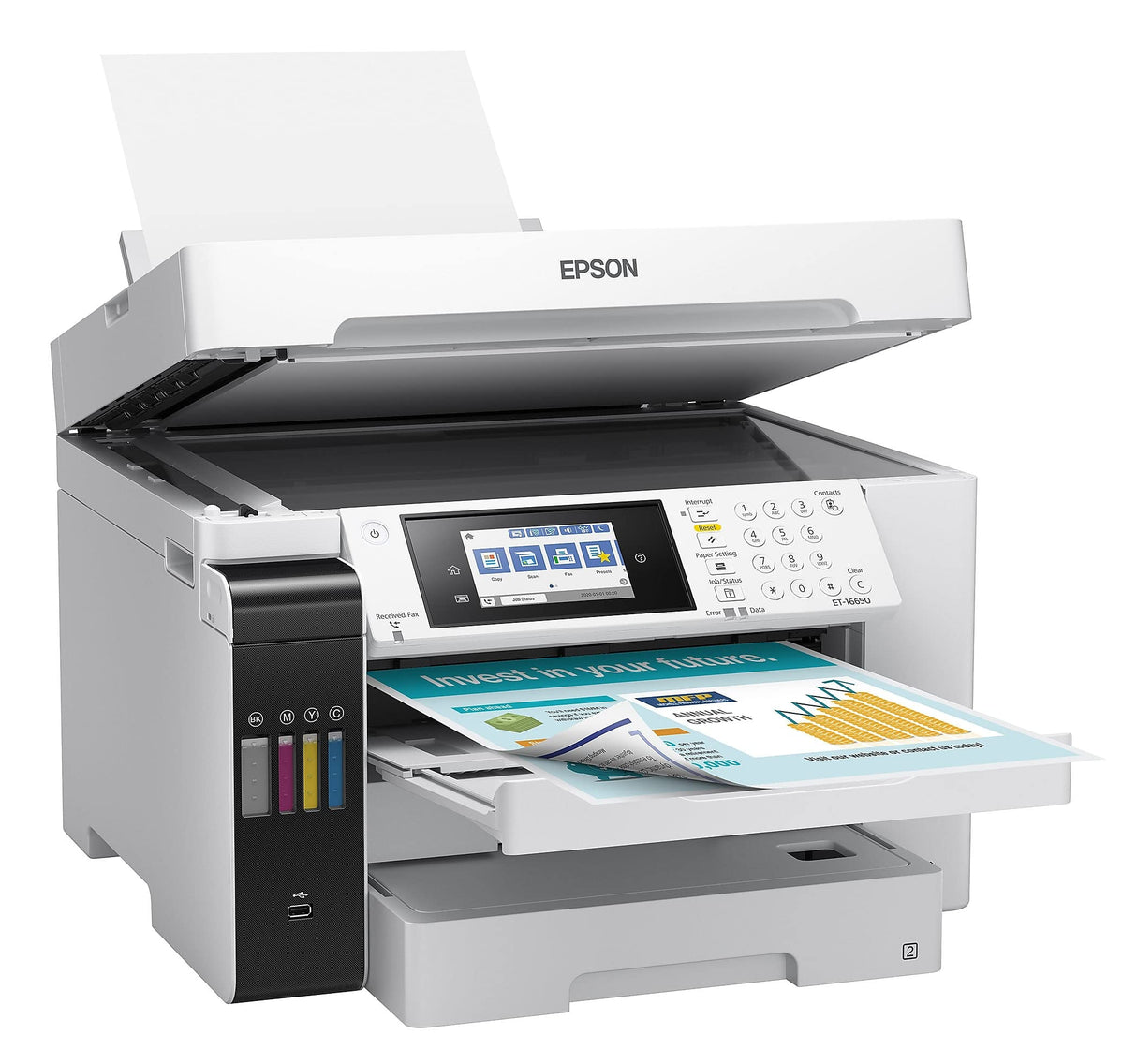 Epson EcoTank Pro ET-16650 Wireless Wide-Format Color All-in-One Supertank Printer with Scanner, Copier, Fax and Ethernet, White Epson