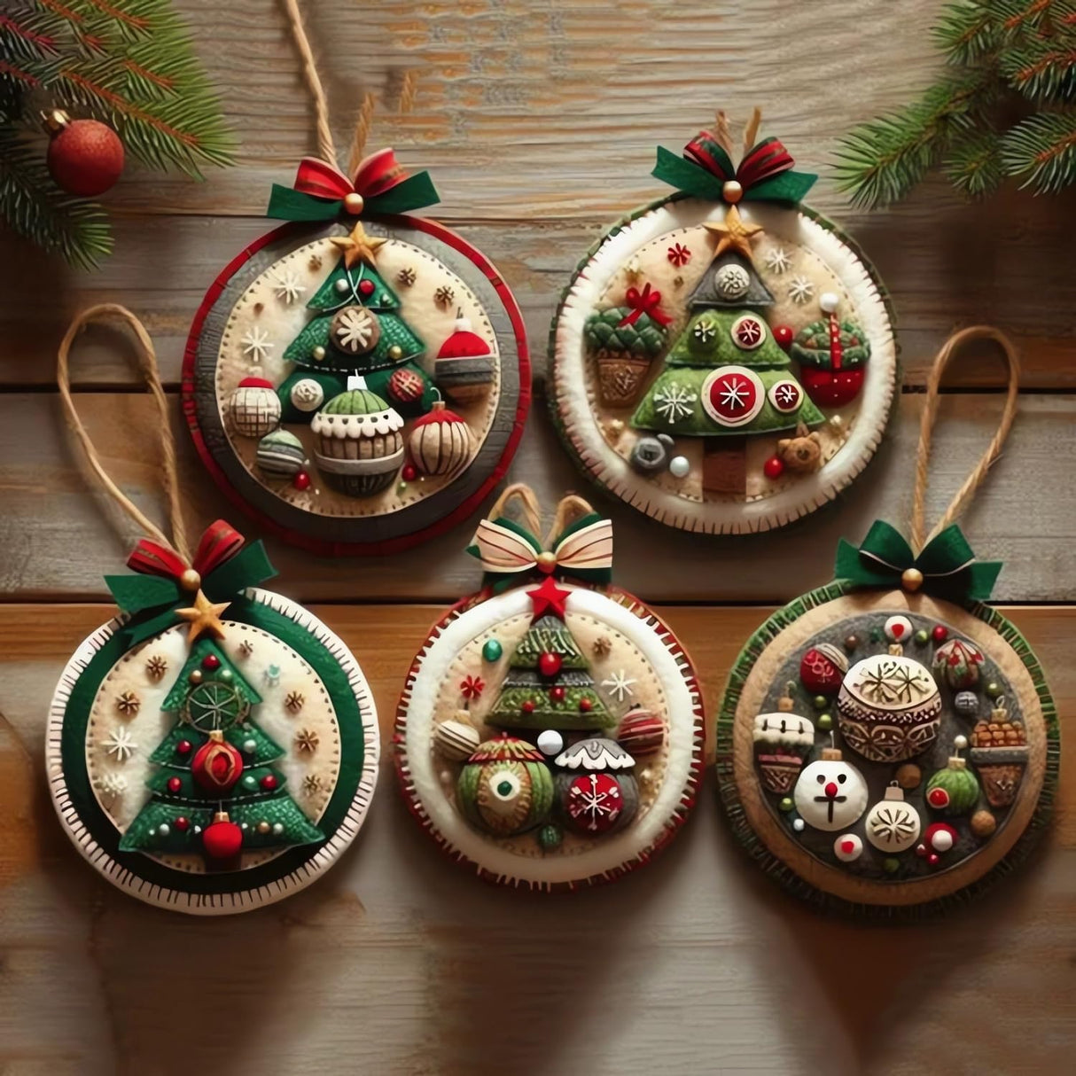 DIY Christmas Felt Patch Kit, Felt Christmas Ornaments, Craft Set with Pre-Cut Felts Sheets, Holiday Craft Kit for Family Fun, Beginner-Friendly, Handmade Xmas Decorations for Tree & Home (#A) DABATO