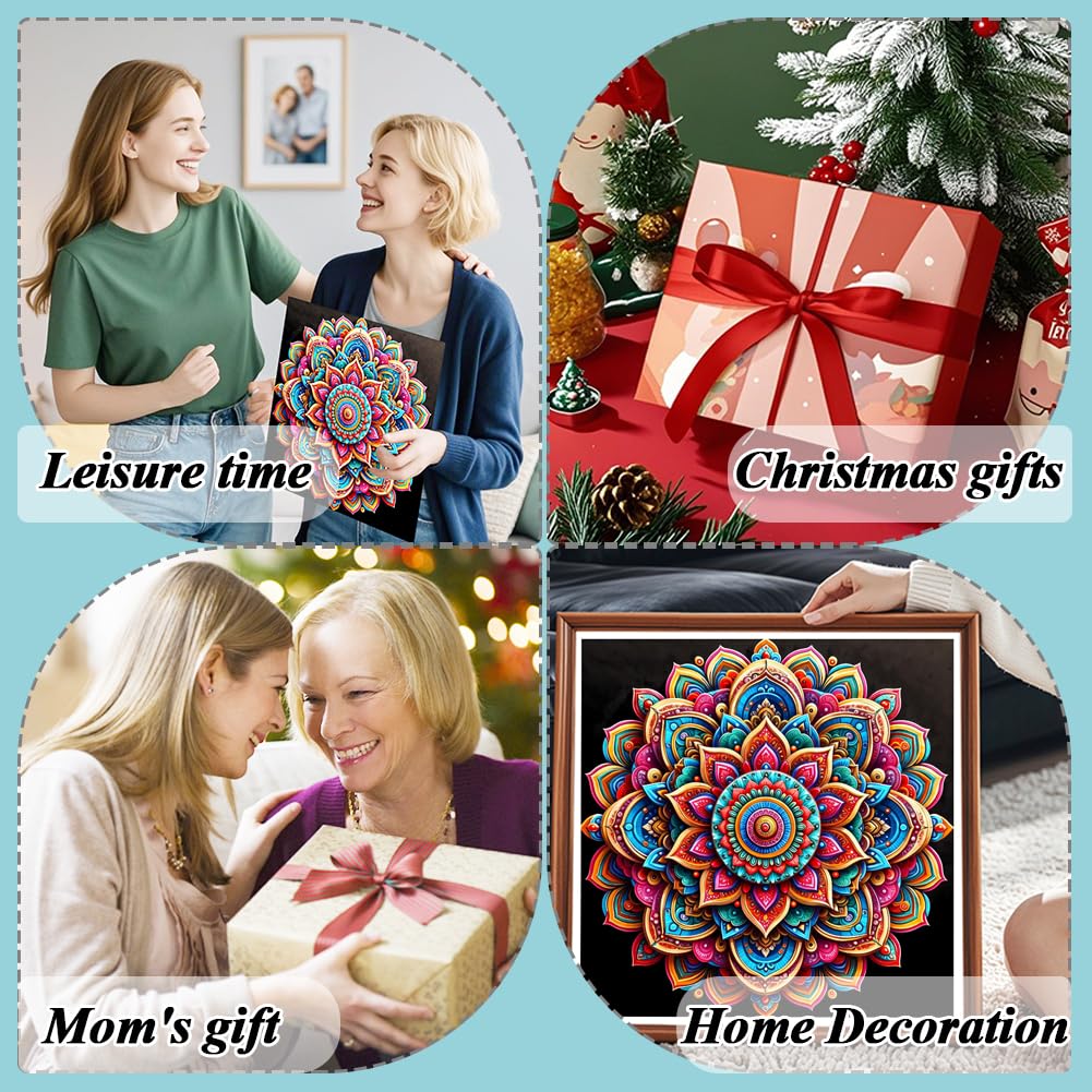 AMORARS Mandala Diamond Painting Kit for Adults, Mandala Diamond Art Beginners - DIY Full Diamond Dot Gem Art Paintings, Suitable Gifts, and Home Decoration Crafts, 12x12Inch AMORARS