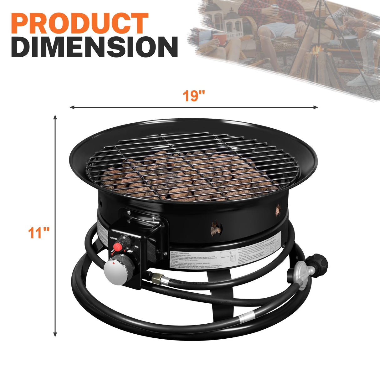 Flamaker Outdoor Fire Pit Portable Propane Gas Firepit Table for Outside Patio Fireplace Smokeless Firebowl with Cover and Carry Kit for Camping, Backyard, RV Flamaker