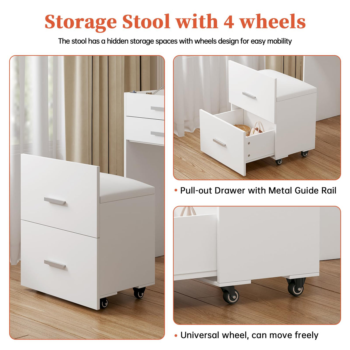 PulseFay Compact Vanity with 3 Drawers, 3 in 1 Vanity Desk, Makeup Desk with Flip-up 3 Colors Lighting Mirror and Cushioned Stool, Small Vanities Nightstand Perfect for Bedroom, White PulseFay