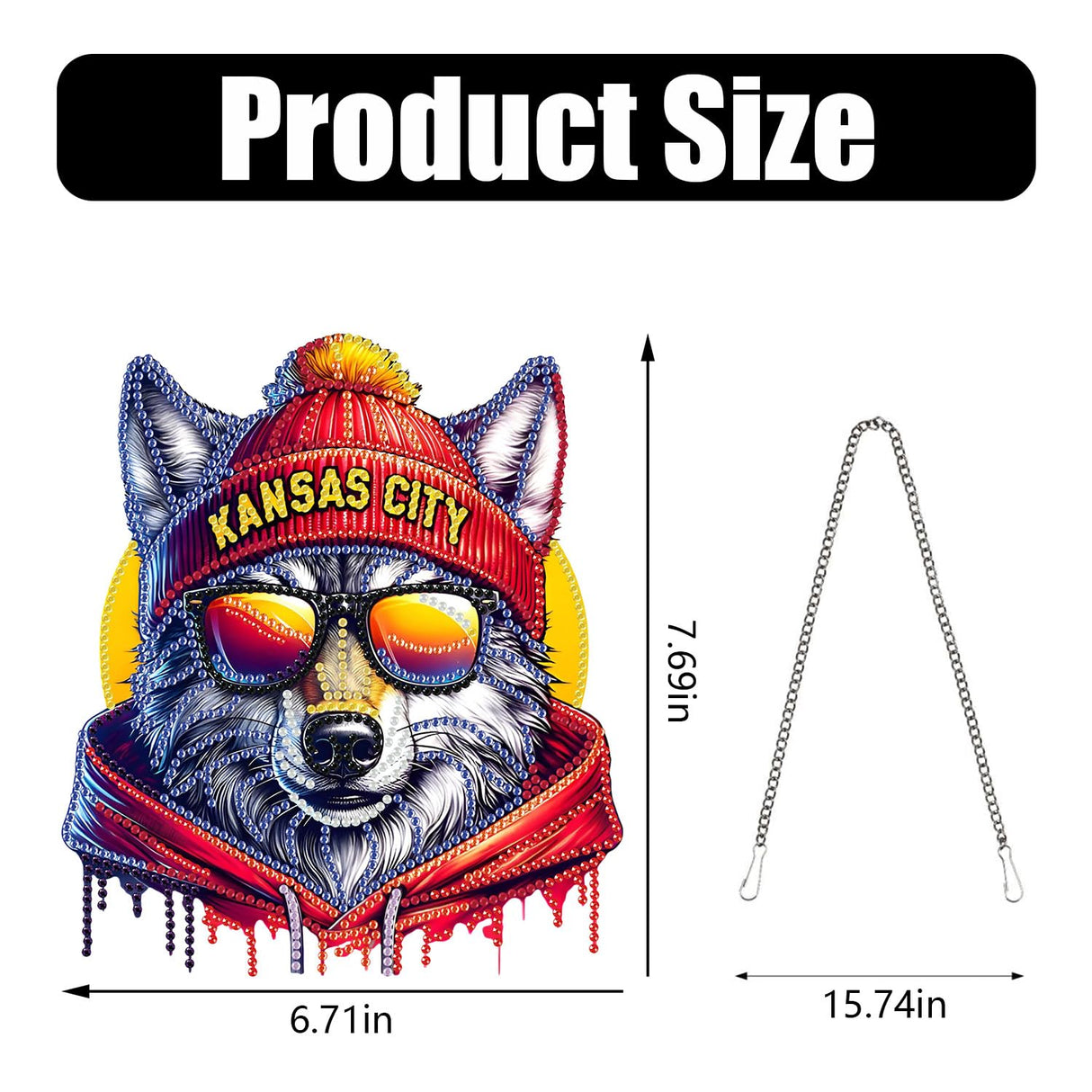 DIY Diamond Art Hanging Kit for Adult,Football Style Acrylic Diamond Art Painting Window Pendants Home Garden Wall Hanging Kits Hanging Ornament,Single Sided(Kansas City Red) Weadatty