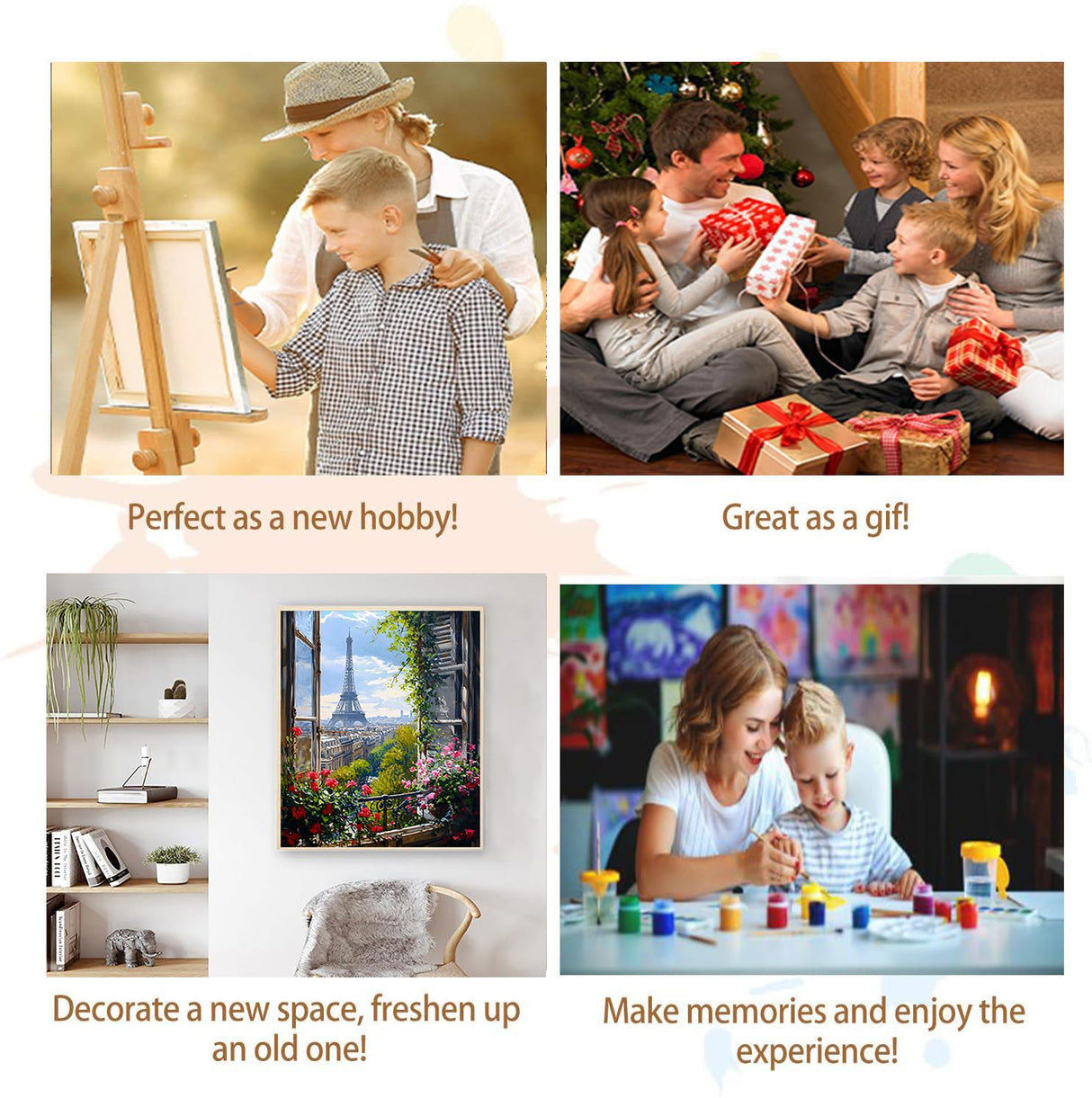 Artunion Paris Window View Paint by Numbers Kit for Adults, Eiffel Tower City Paint by Number Kits, DIY Acrylic Painting Paint by Number Kits on Canvas Arts Craft for Home Wall Decor 16x20 Inch Artunion