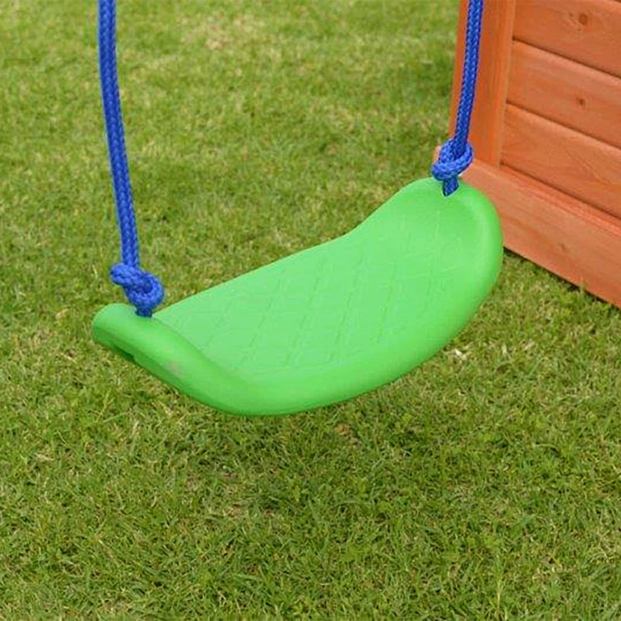 Sportspower Swing n' Play Wooden Outdoor Backyard Playhouse with Swing, Picnic Bench and Flower Boxes, Brown Sportspower