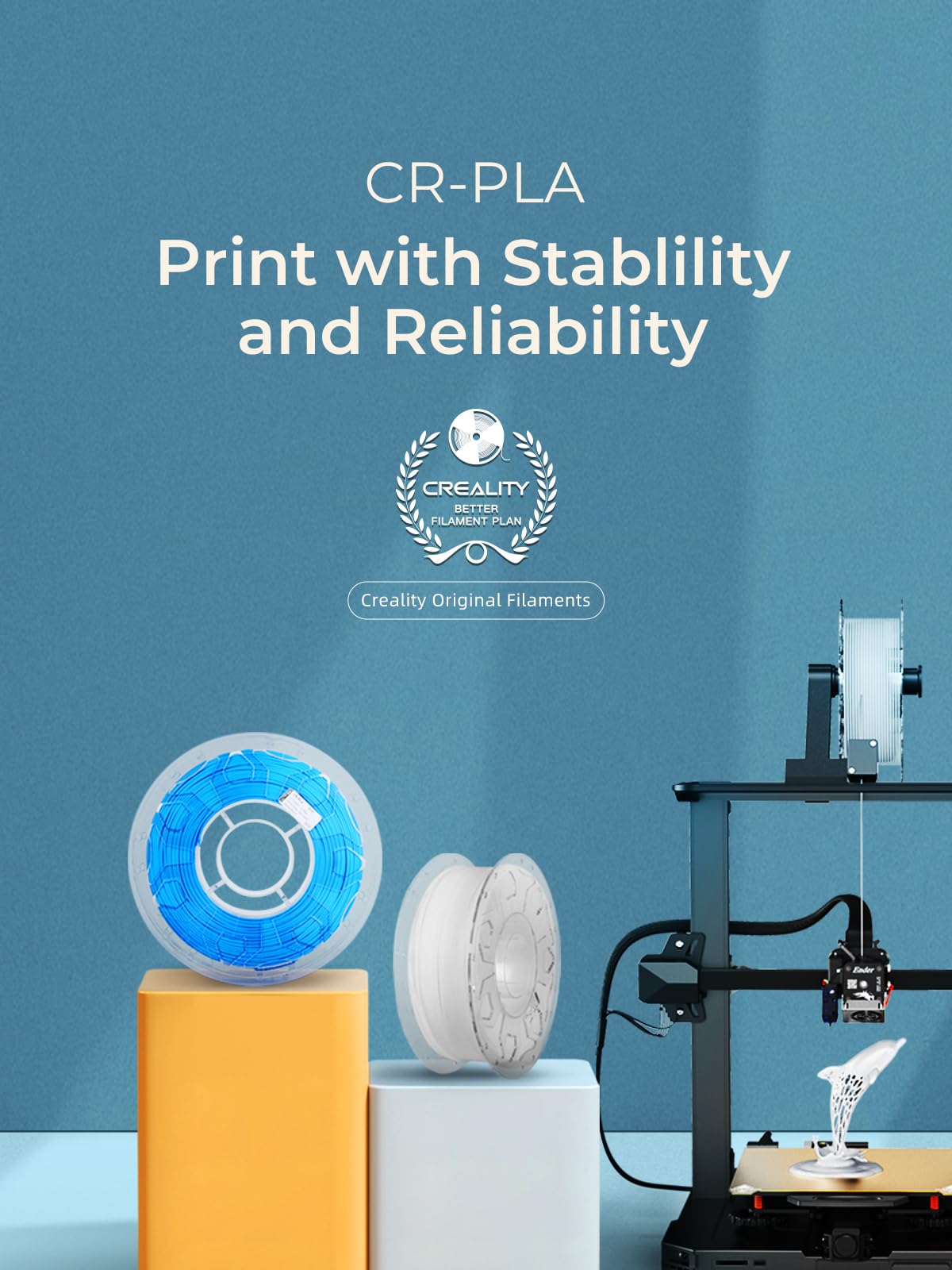 Creality PLA Filament 1.75mm, 3D Printer Filament, 1.0kg (2.2lbs) Spool, No Warp Enhanced Toughness, Dimensional Accuracy ±0.03mm Printing Filament, for FDM 3D Printers (Rainbow) Creality