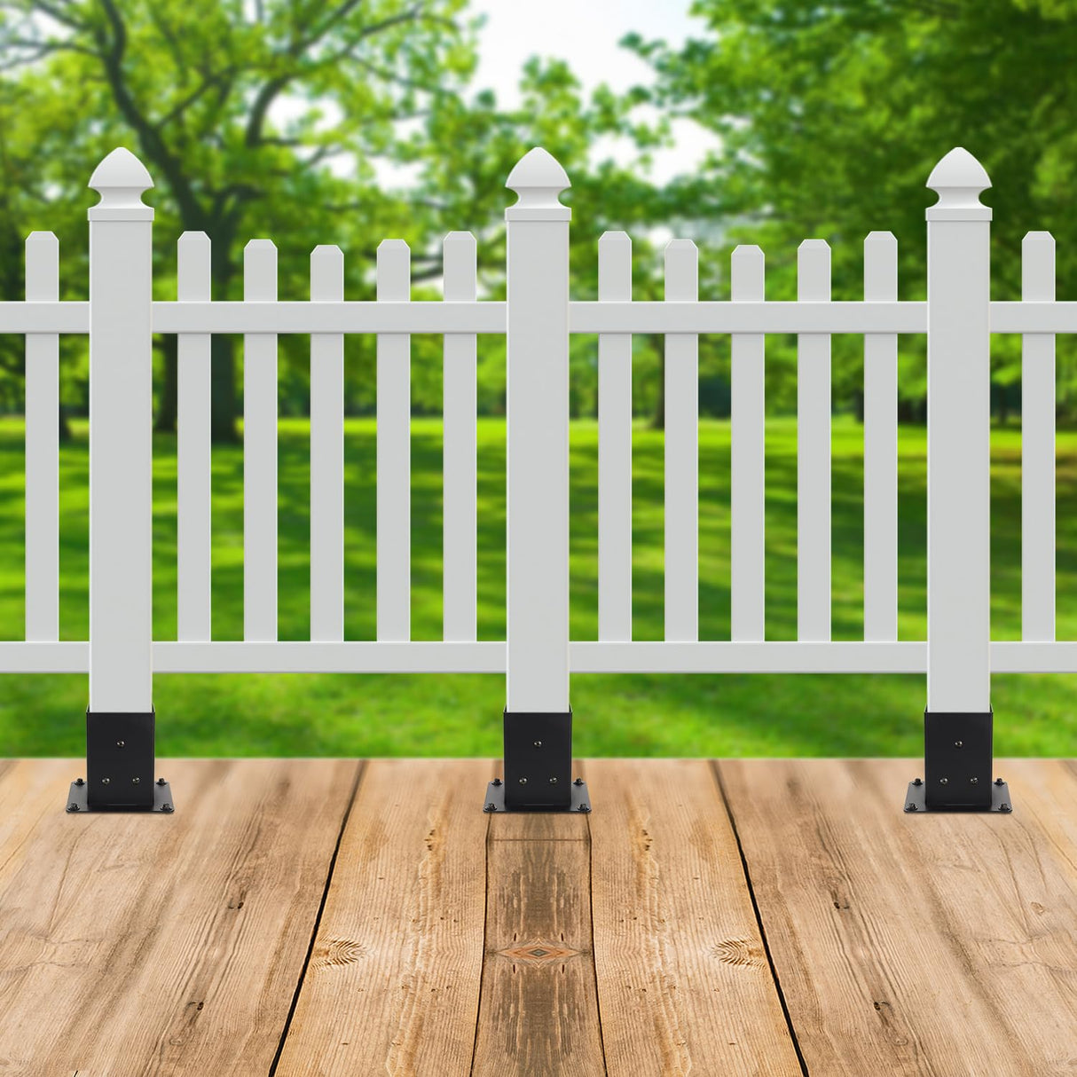 WIMART 4x4 Post Base, Inner Size 3.5"x3.5"Deck Post Base, Deck Post Base for Concrete, for Mailbox Support Wood Fence Post Anchort (Black - Set 4) WIMART