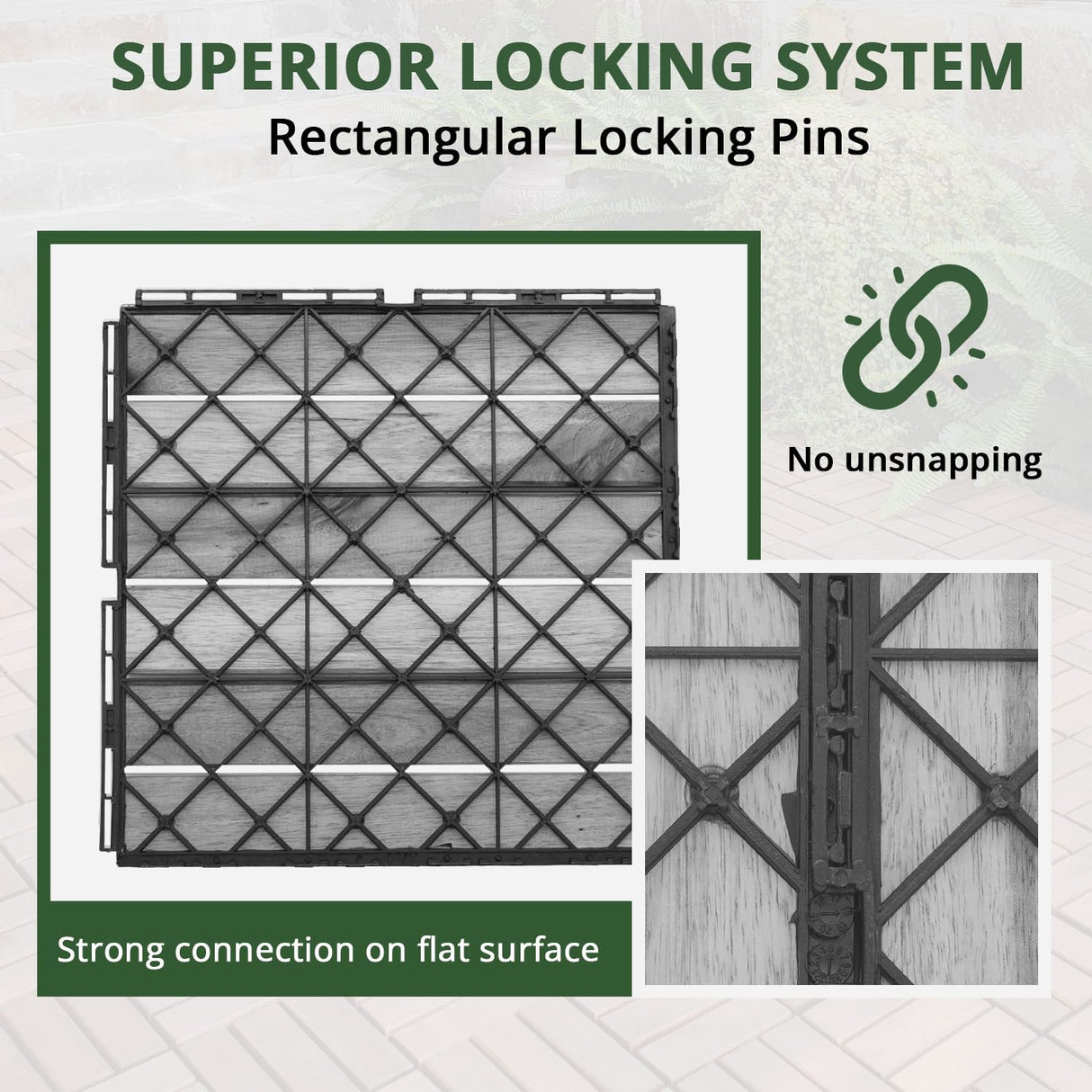 BEEFURNI Acacia Interlocking Deck Tiles (12"x 12" 20 PCS), Wood Deck Tiles Interlocking Outdoor All Weather, Patio Flooring for Indoor Outdoor use, 1 Year Warranty (Light Gray) BEEFURNI