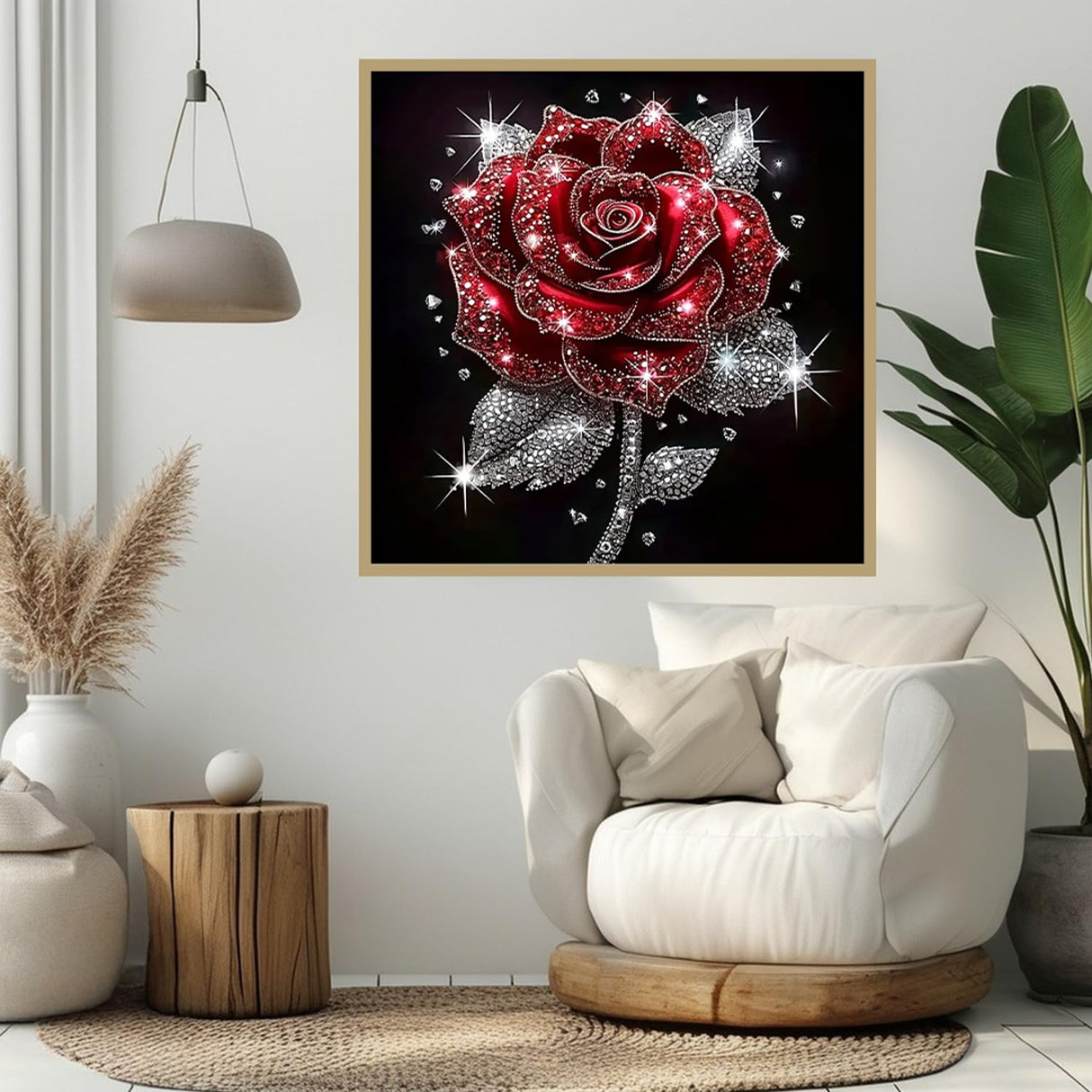 CHWGLFGG 5D Diamond Art Kits for Adults Beginners, Rose Diamond Painting Kits, DIY Full Round Drill Paint by Diamonds Dot Gem Art for Adults, Home Wall Decor 13.7X 13.7 Inch CHWGLFGG