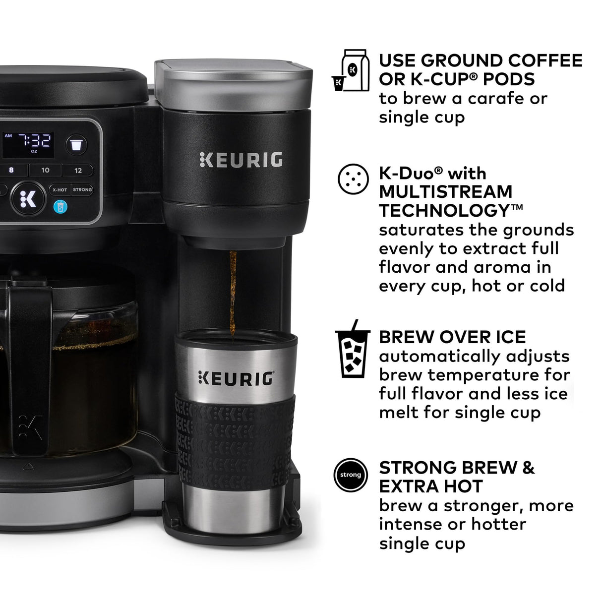 Keurig K-Duo Hot & Iced Single Serve & Carafe Coffee Maker, MultiStream Technology, 72oz Reservoir (Gen 2) Keurig