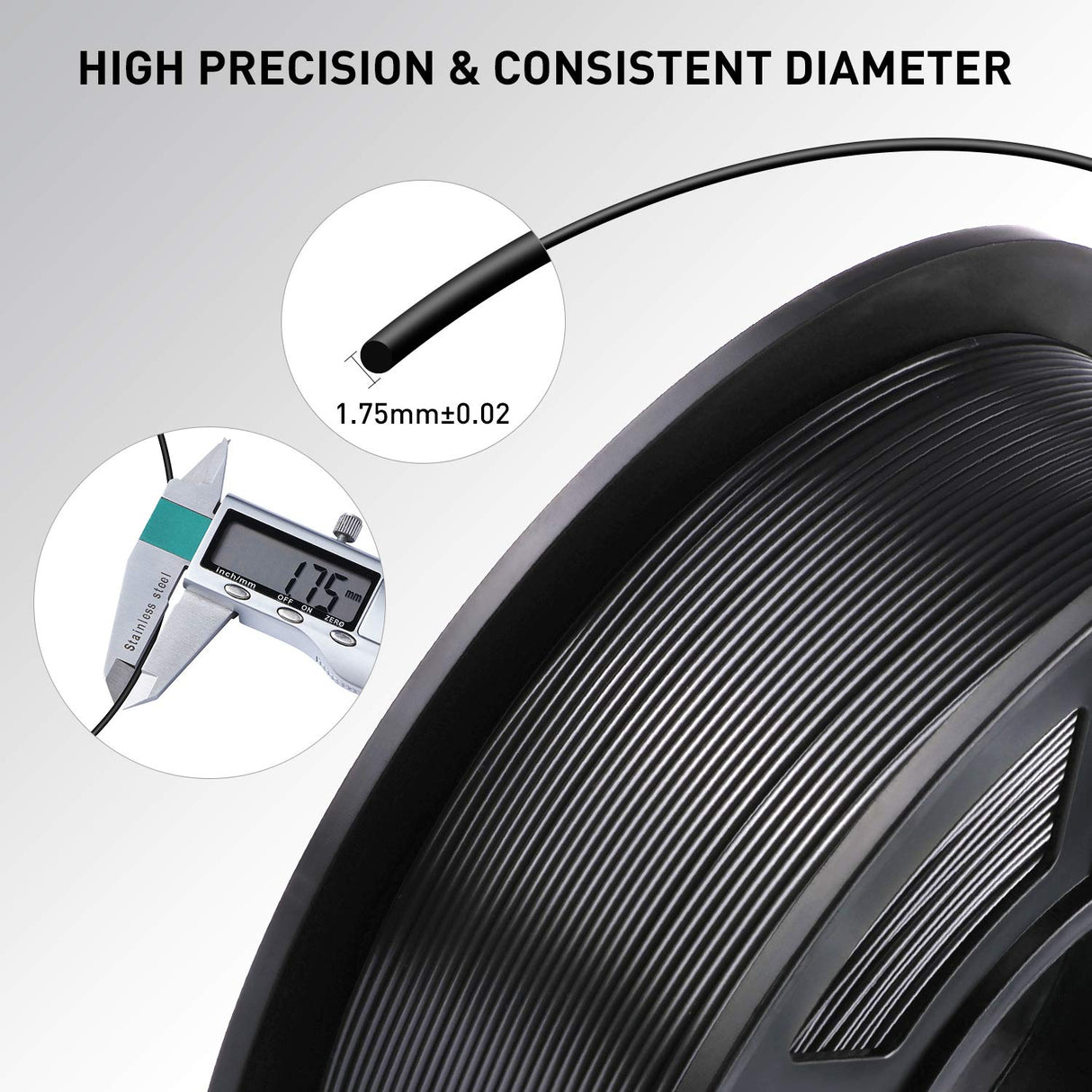 ANYCUBIC 3D Printer Filament PLA 1.75mm, FDM Printer Filament 1kg Spool (2.2 lbs), Dimensional Accuracy +/- 0.02 mm (1kg, Black) ANYCUBIC