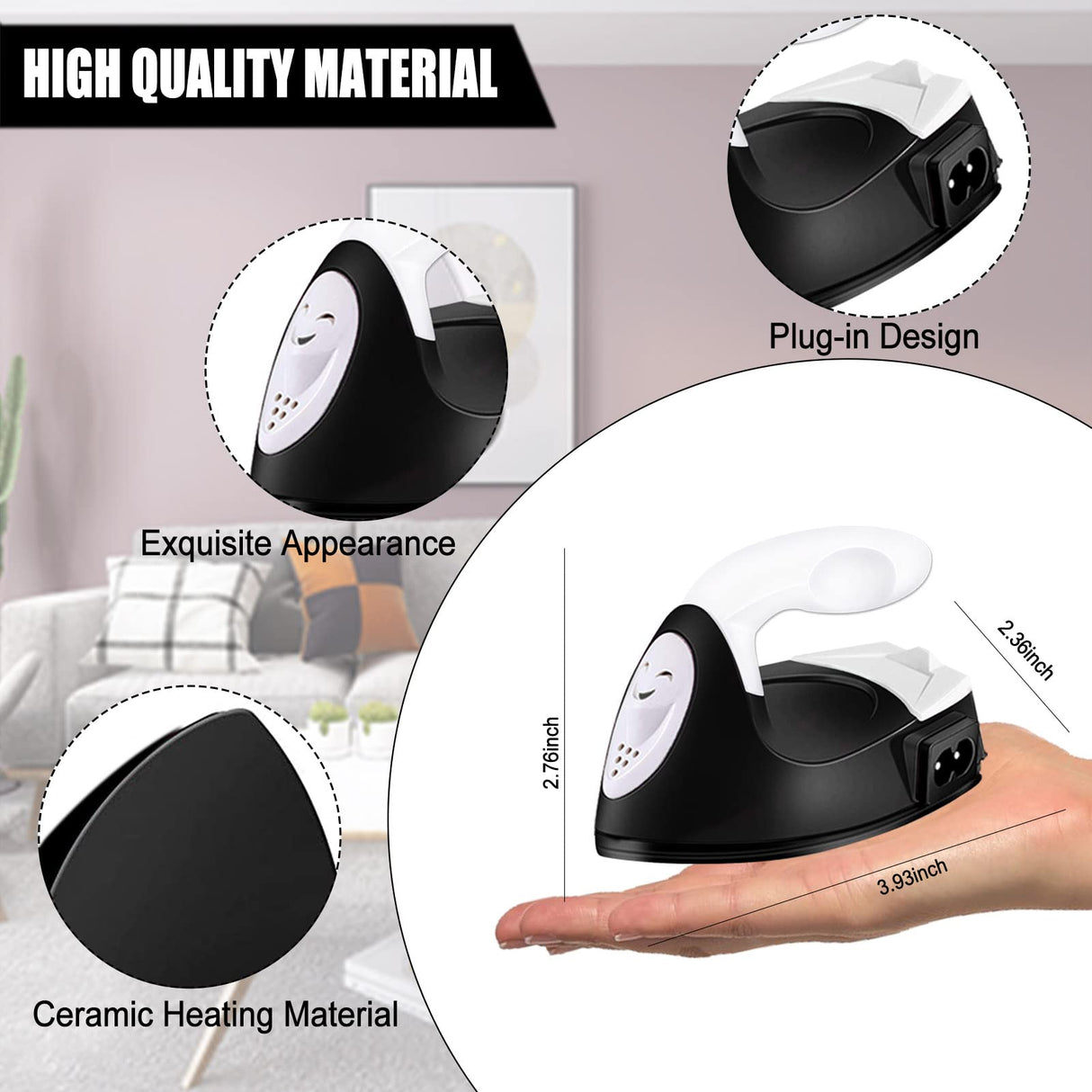 Mini Heat Press Small Iron Portable Heat Press Machine Mini Craft Iron with Charging Base Accessories for DIY T-Shirts, Shoes, Bag and Hats Heat Transfer Vinyl Projects (Black) ACHENYUANYUAN